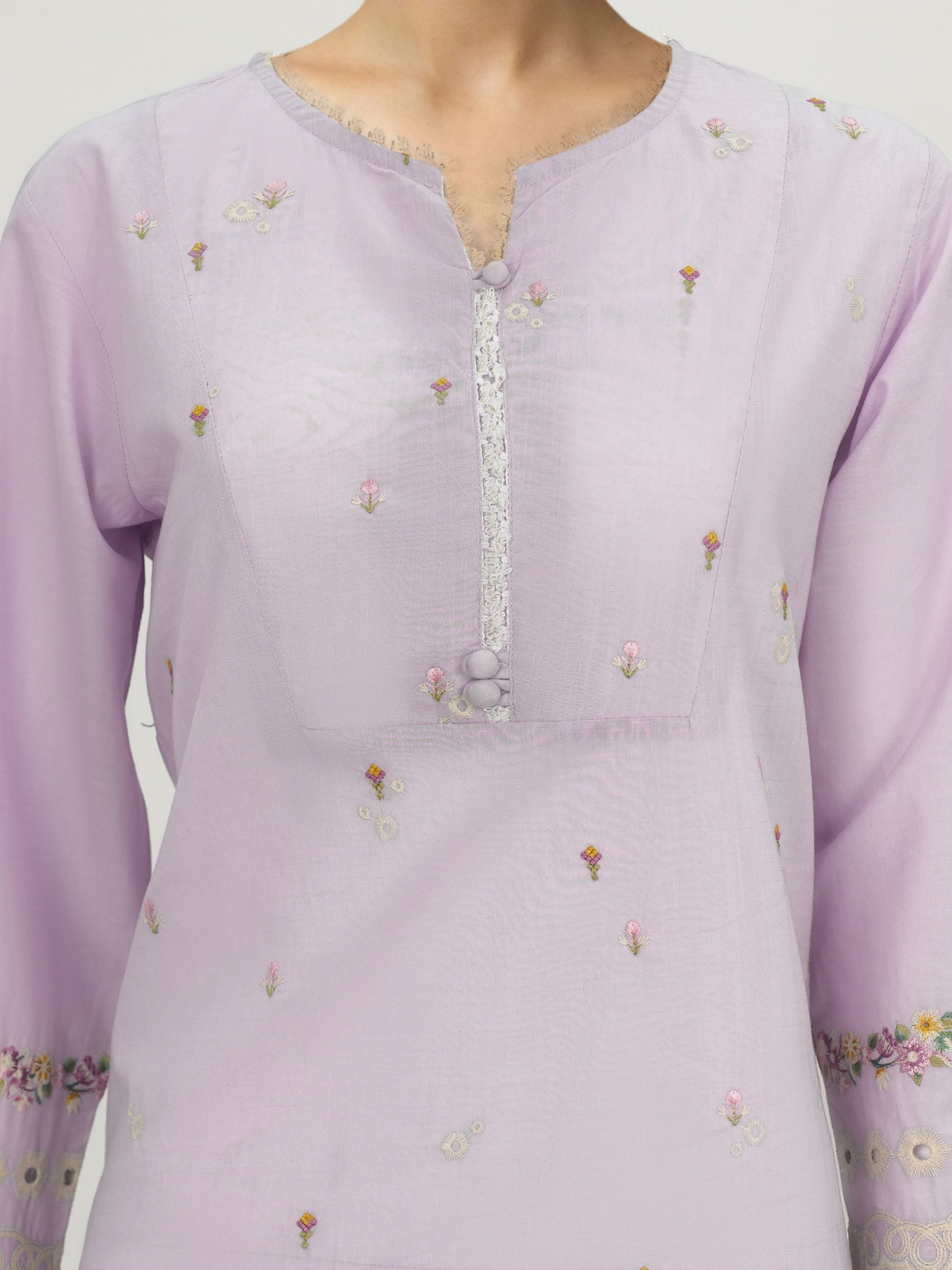 2 Piece Lawn Slub Suit- Embroidered (Pret)