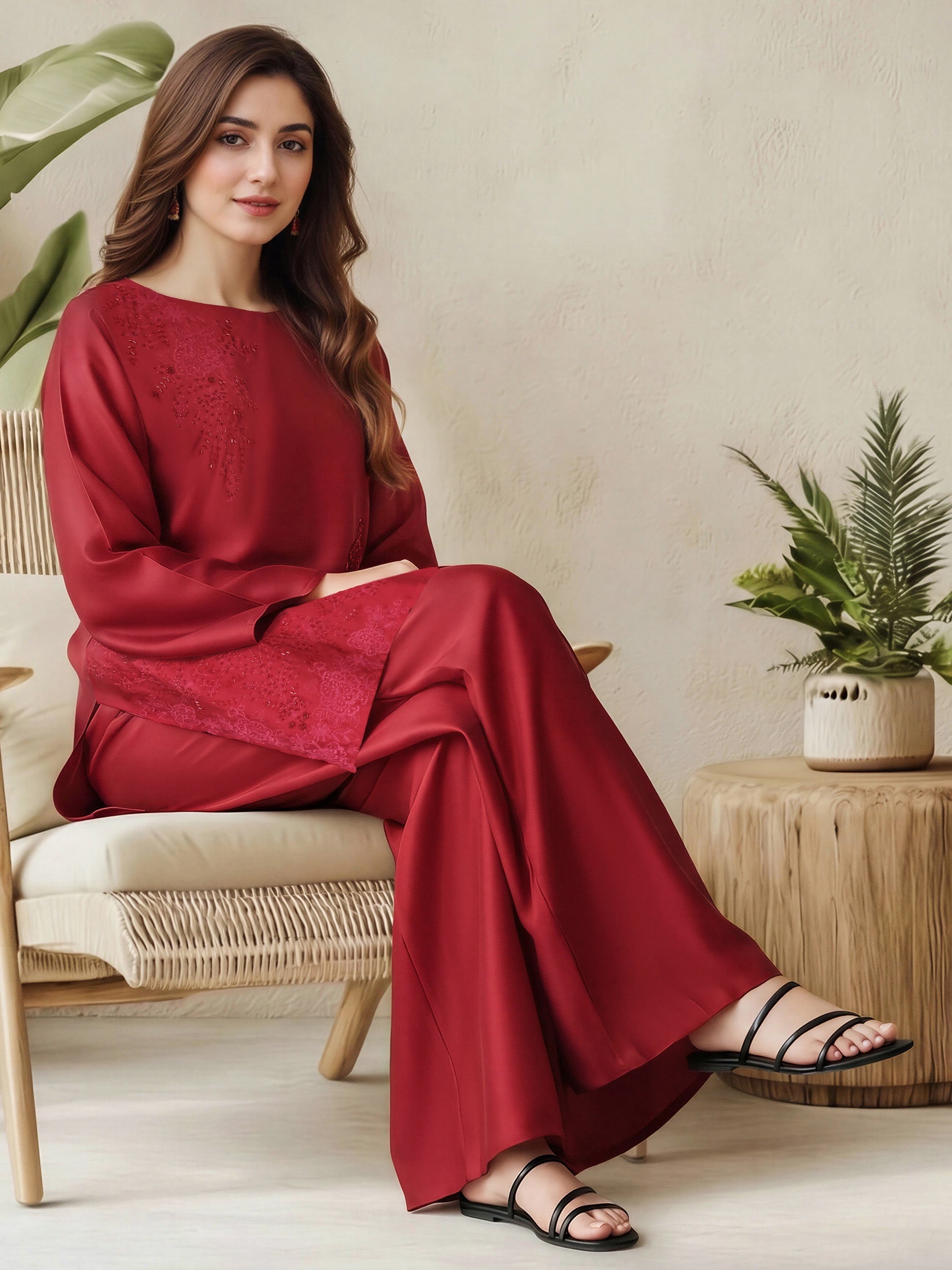 2 Piece Premium Silk Suit- Embroidered (Pret)