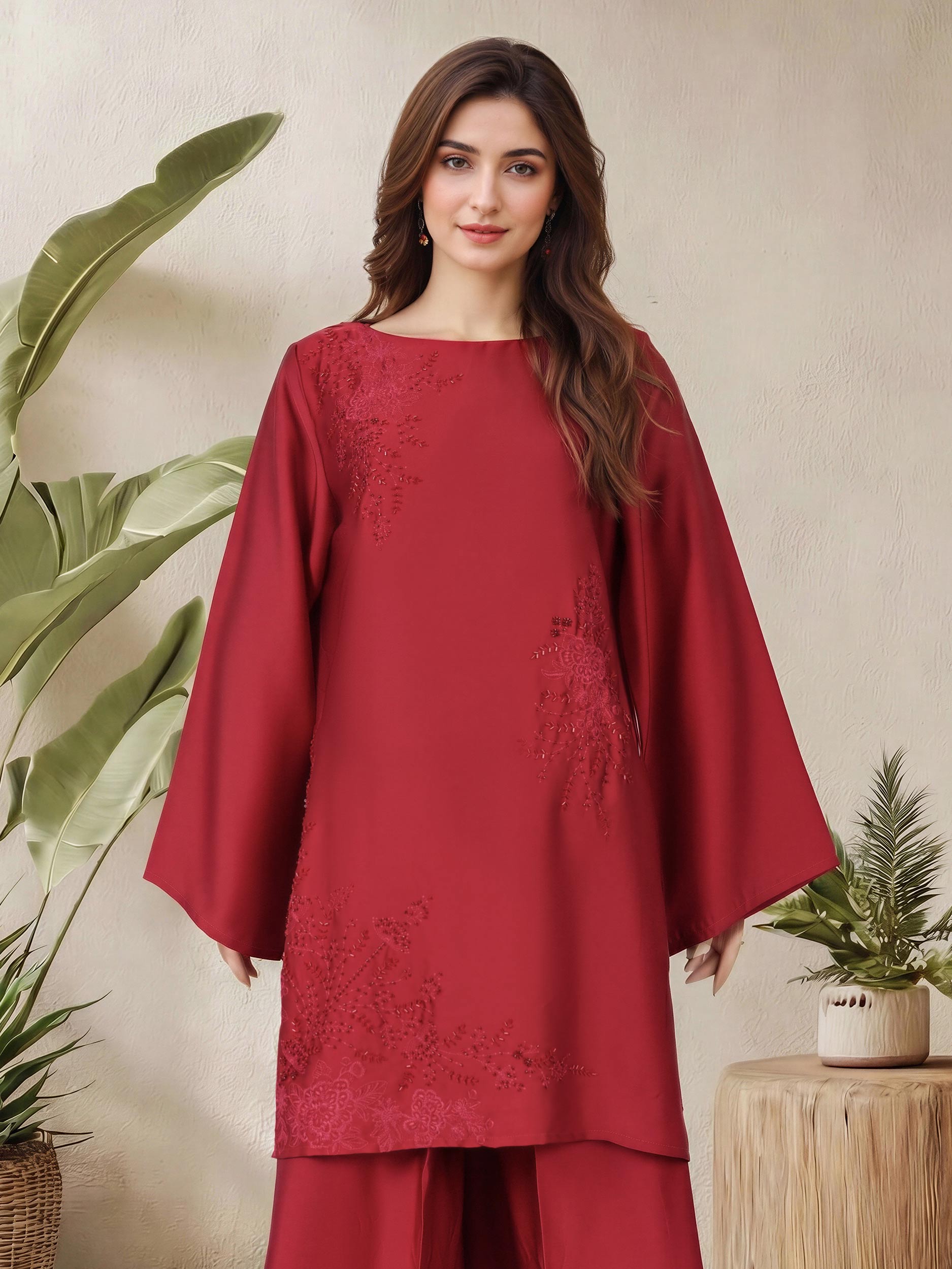 2 Piece Premium Silk Suit- Embroidered (Pret)