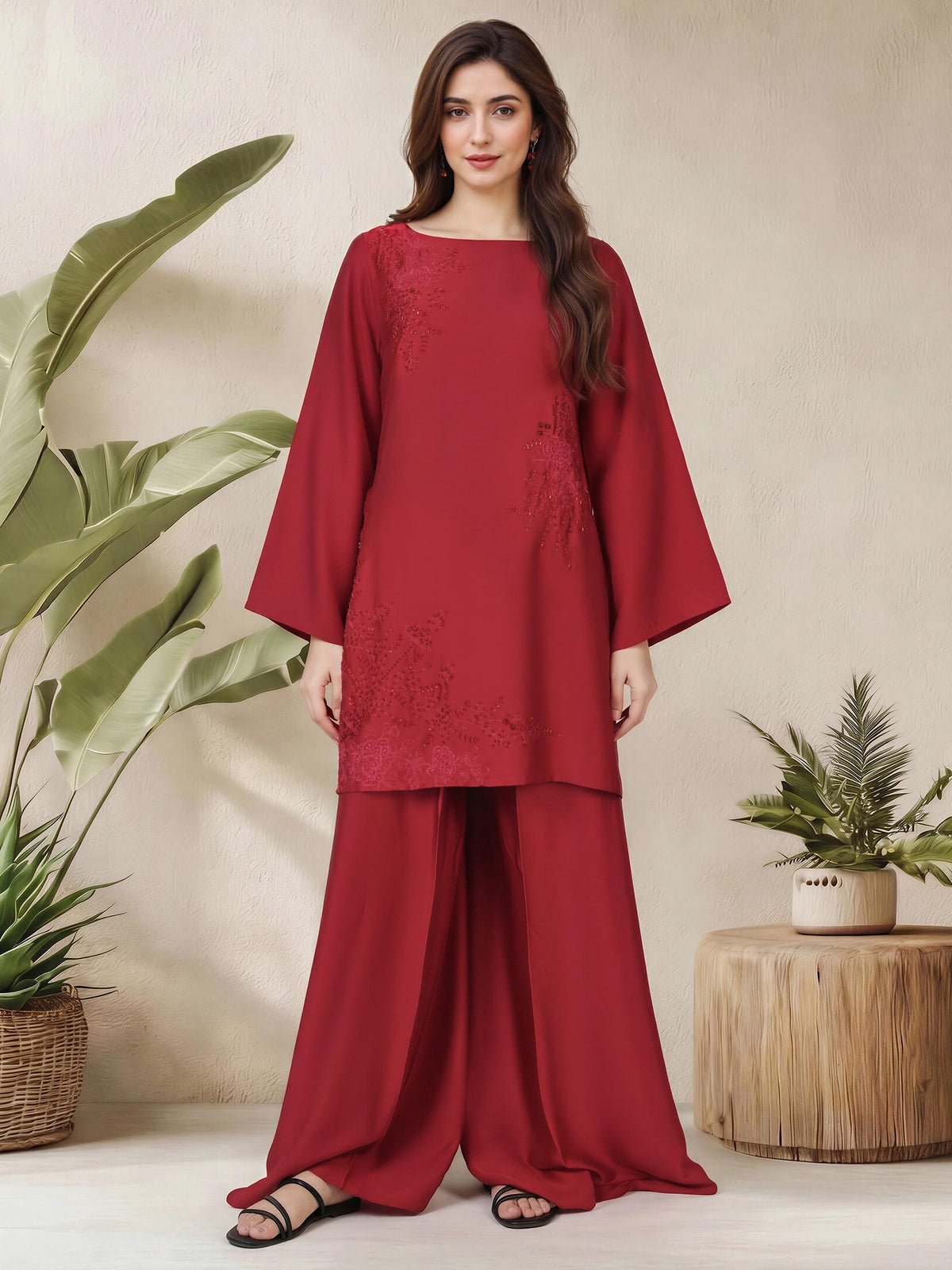 2 Piece Premium Silk Suit- Embroidered (Pret)