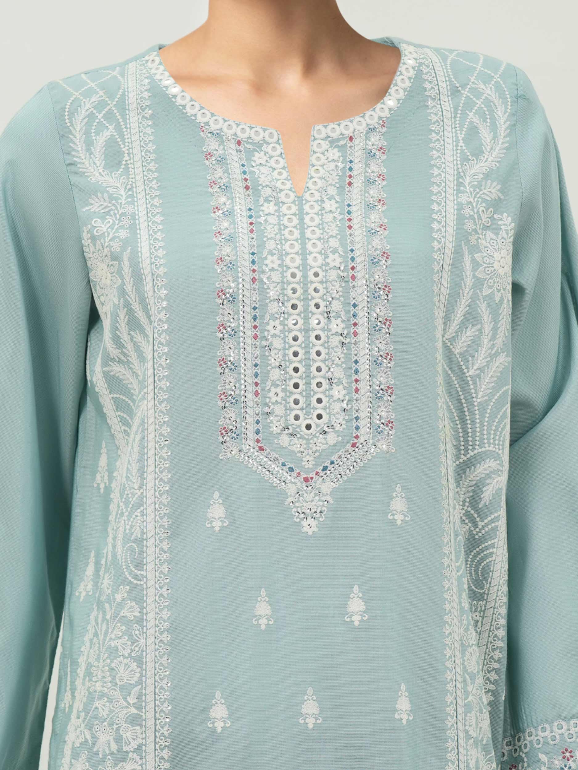 2 Piece Cotton Net Suit- Embroidered (Pret)