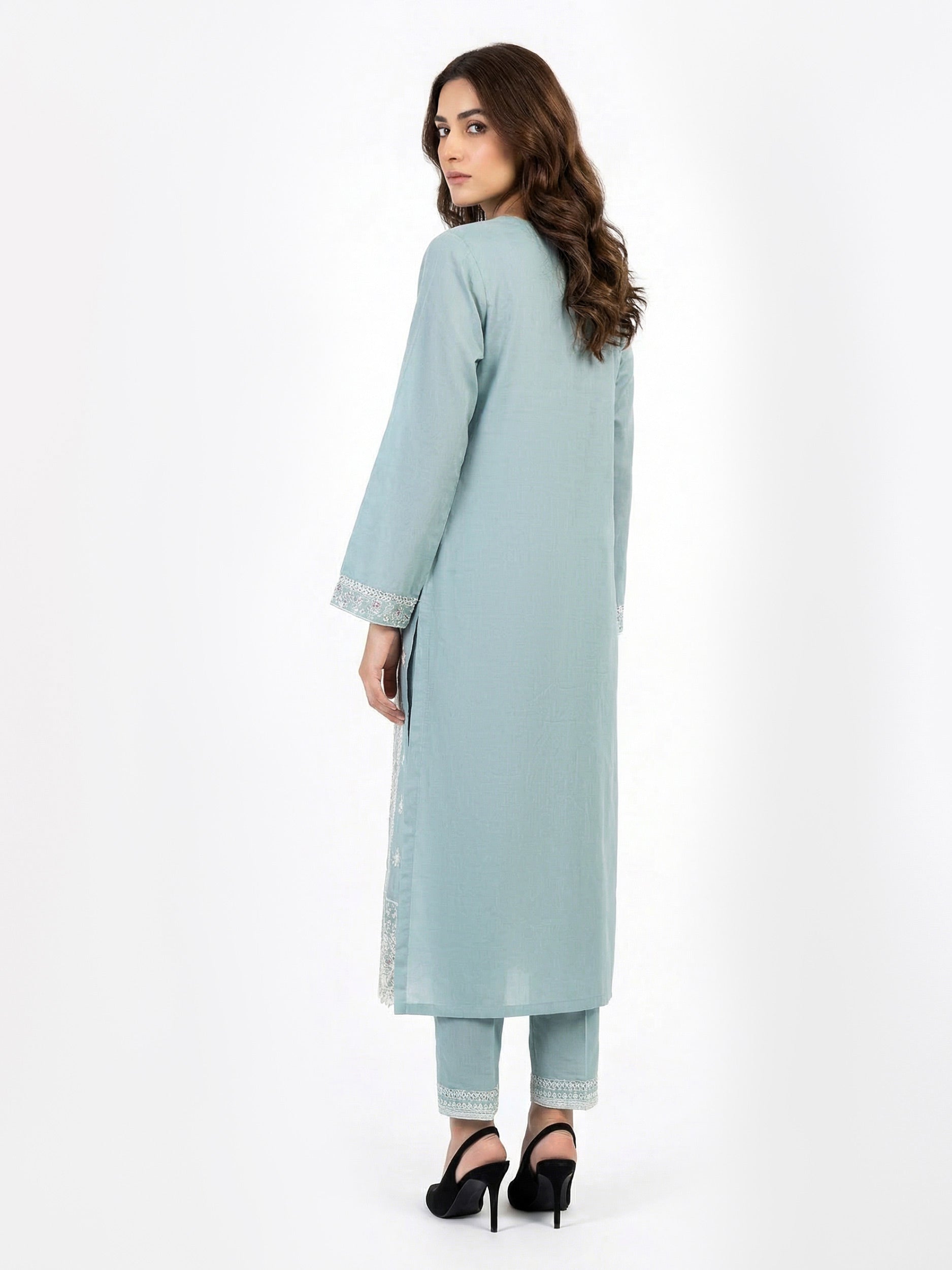 2 Piece Cotton Net Suit- Embroidered (Pret)