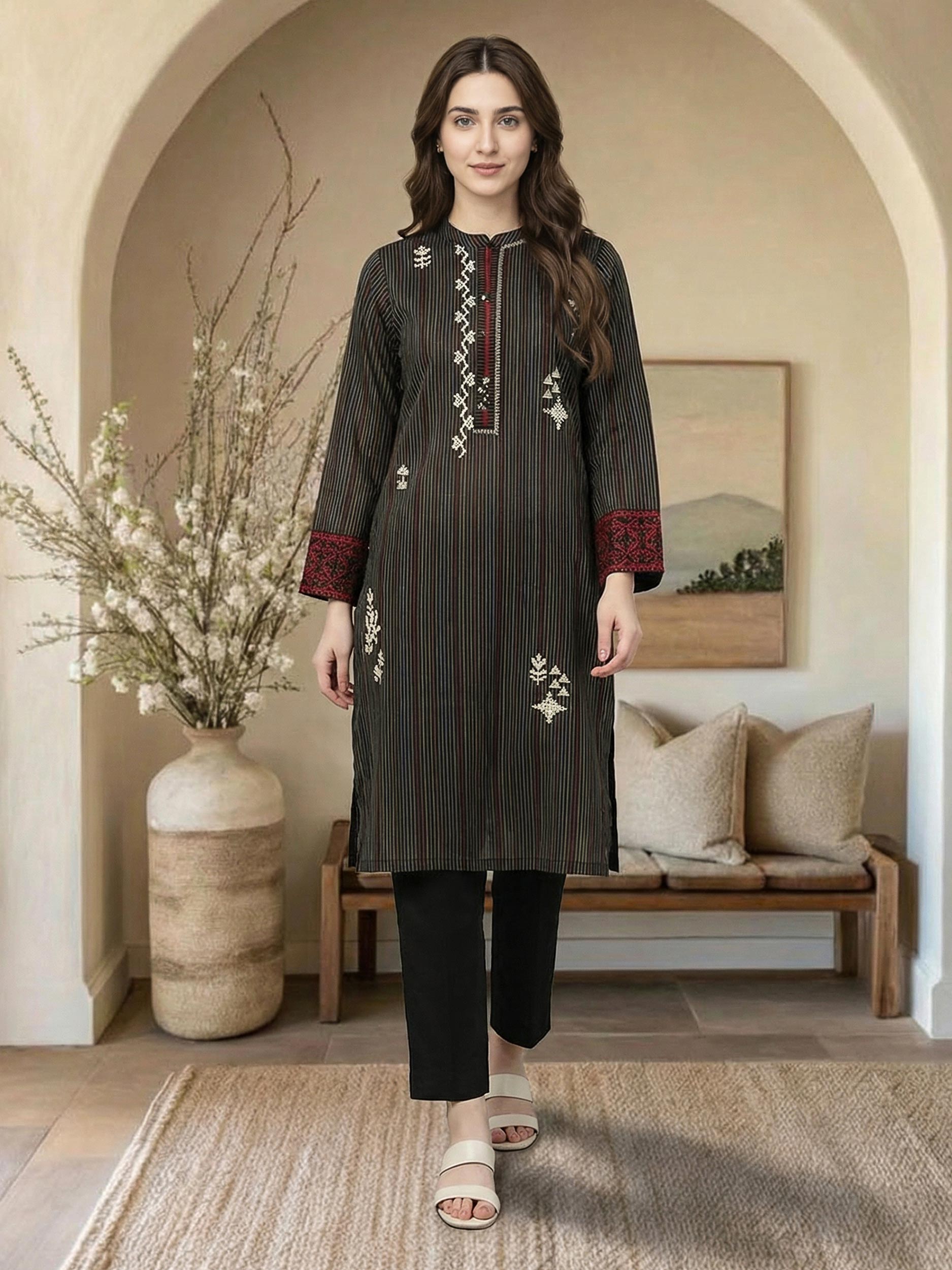 Yarn Dyed Shirt- Embroidered (Pret)