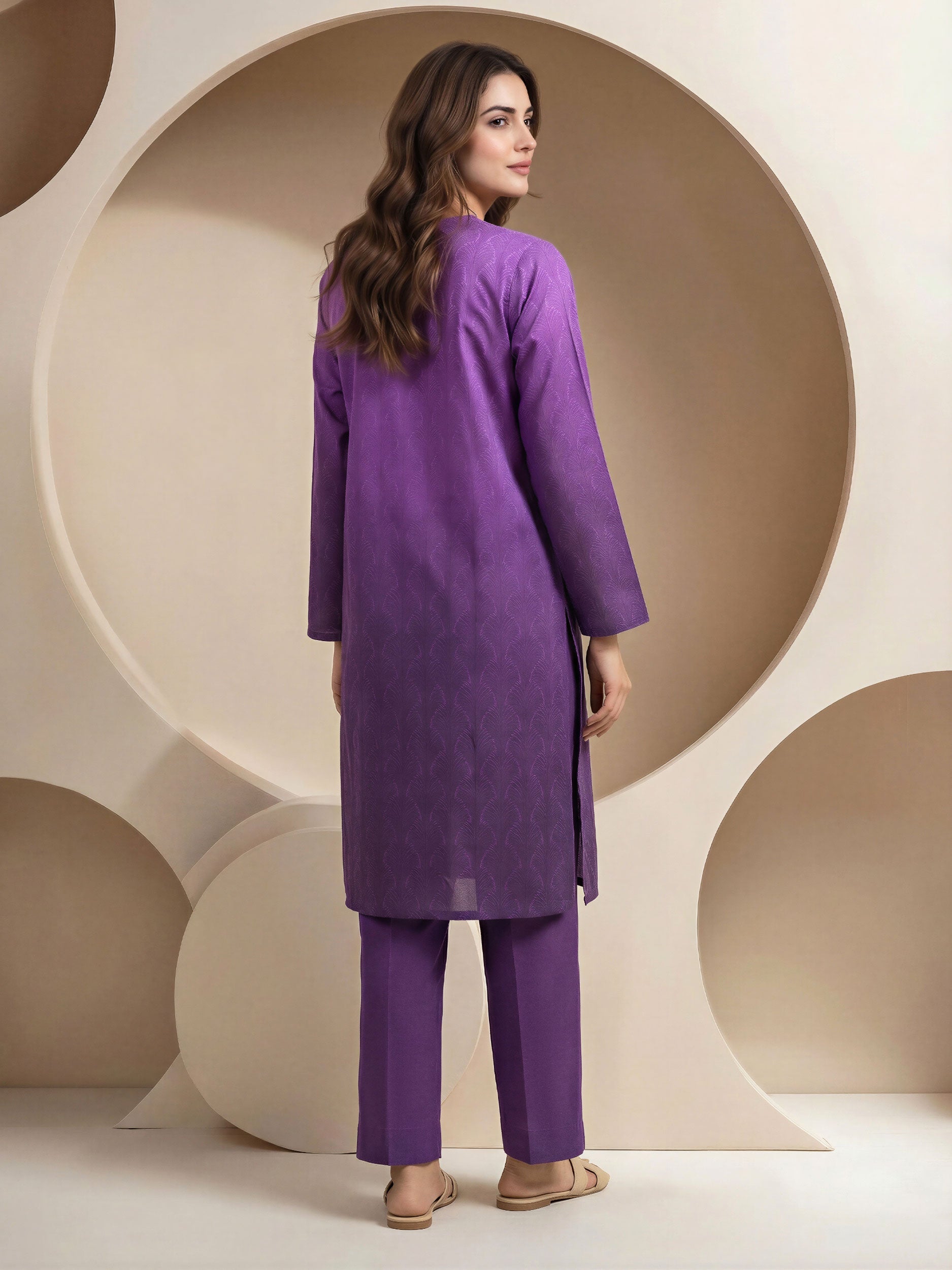 2 Piece Lawn Slub Suit- Embroidered (Pret)