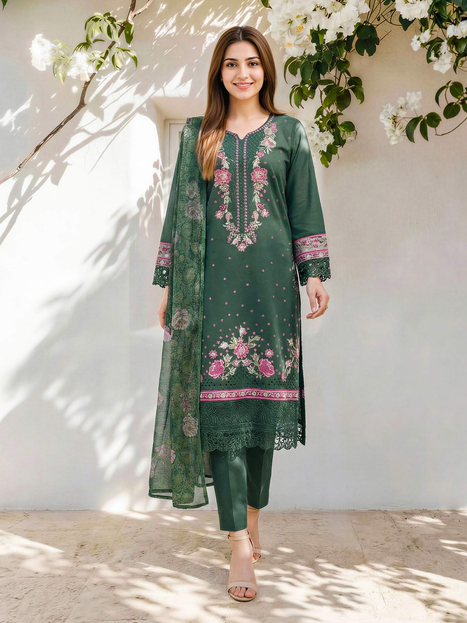 3 Piece Lawn Suit- Embroidered (Pret)