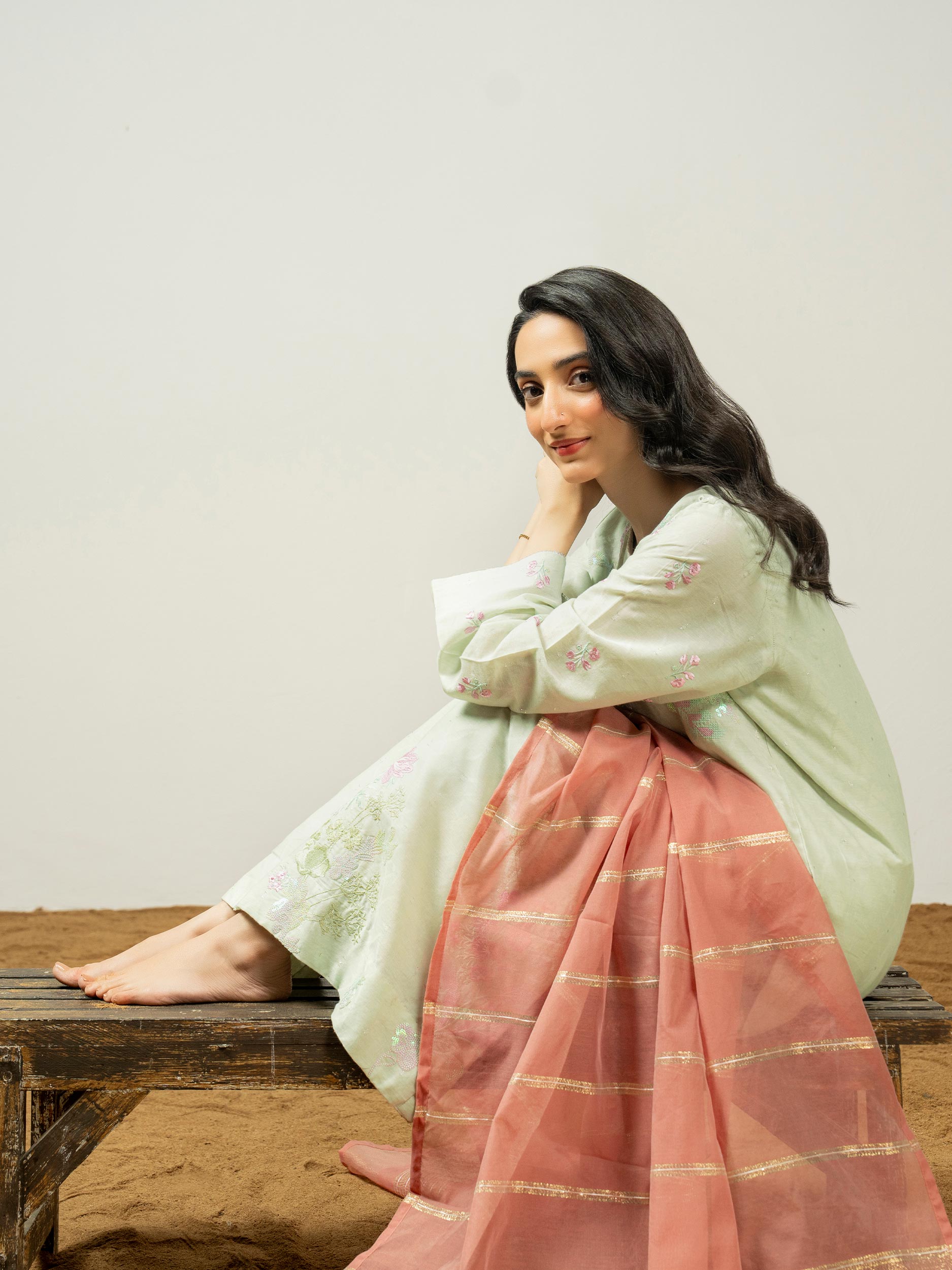 3 Piece Jacquard Suit-Embroidered (Pret)