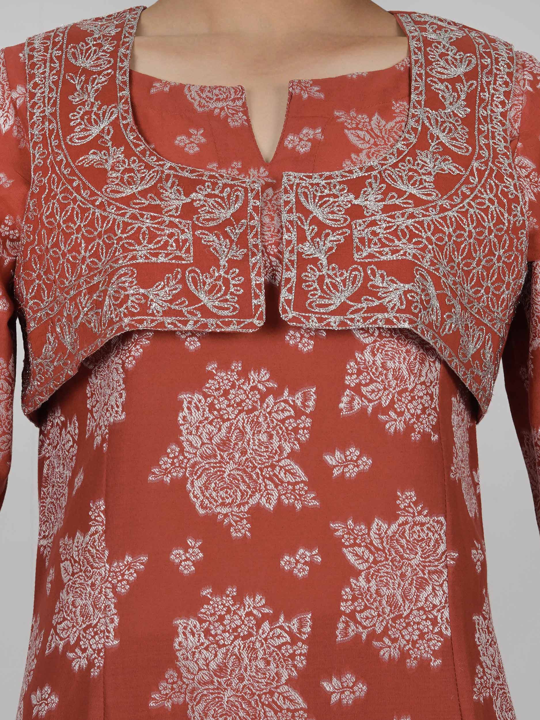 2 Piece Jacquard Suit- Embroidered (Pret)