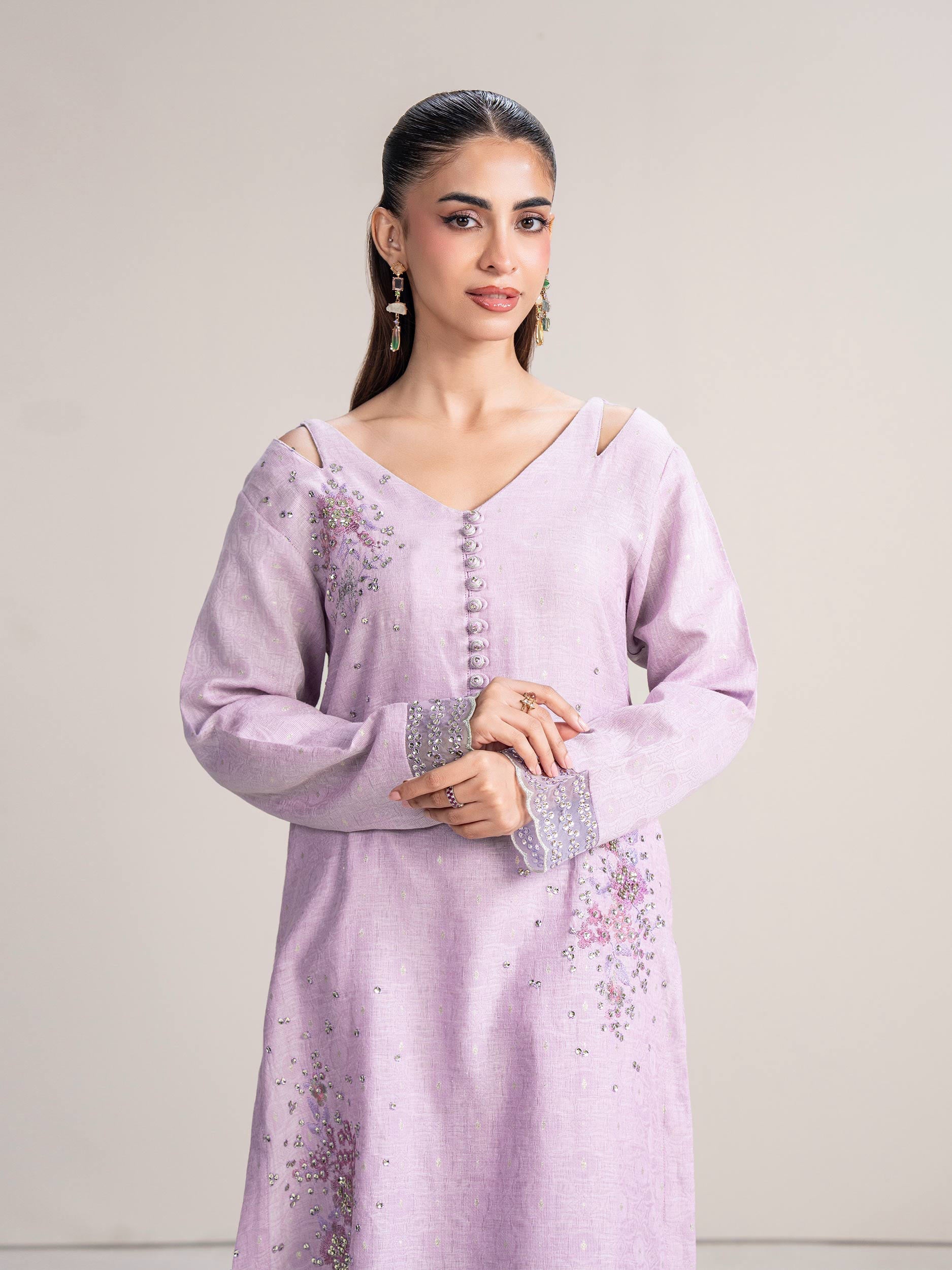 2 Piece Jacquard Suit- Embroidered (Pret)