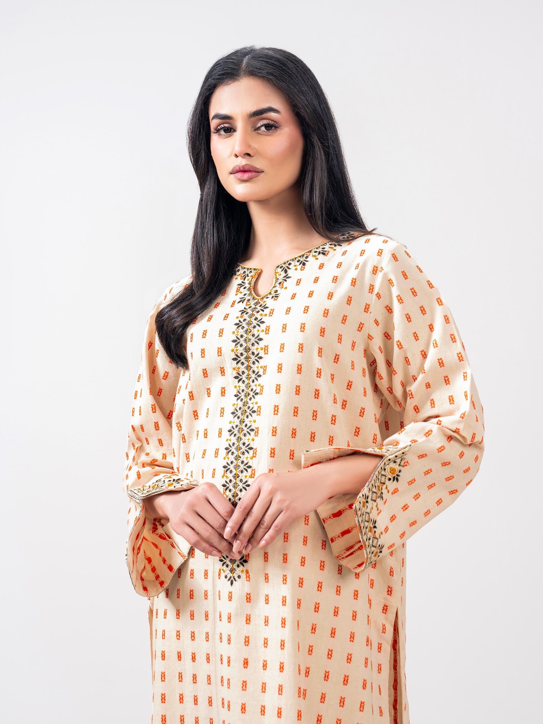 2 Piece Jacquard Suit- Embroidered (Pret)