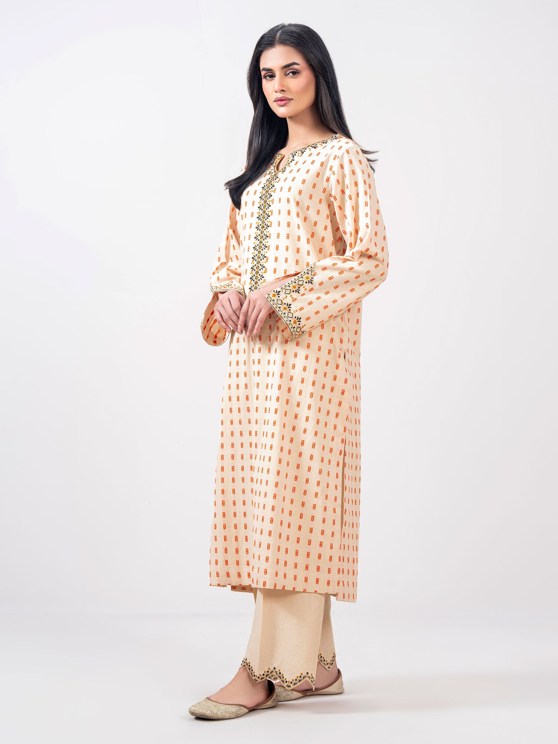 2 Piece Jacquard Suit- Embroidered (Pret)