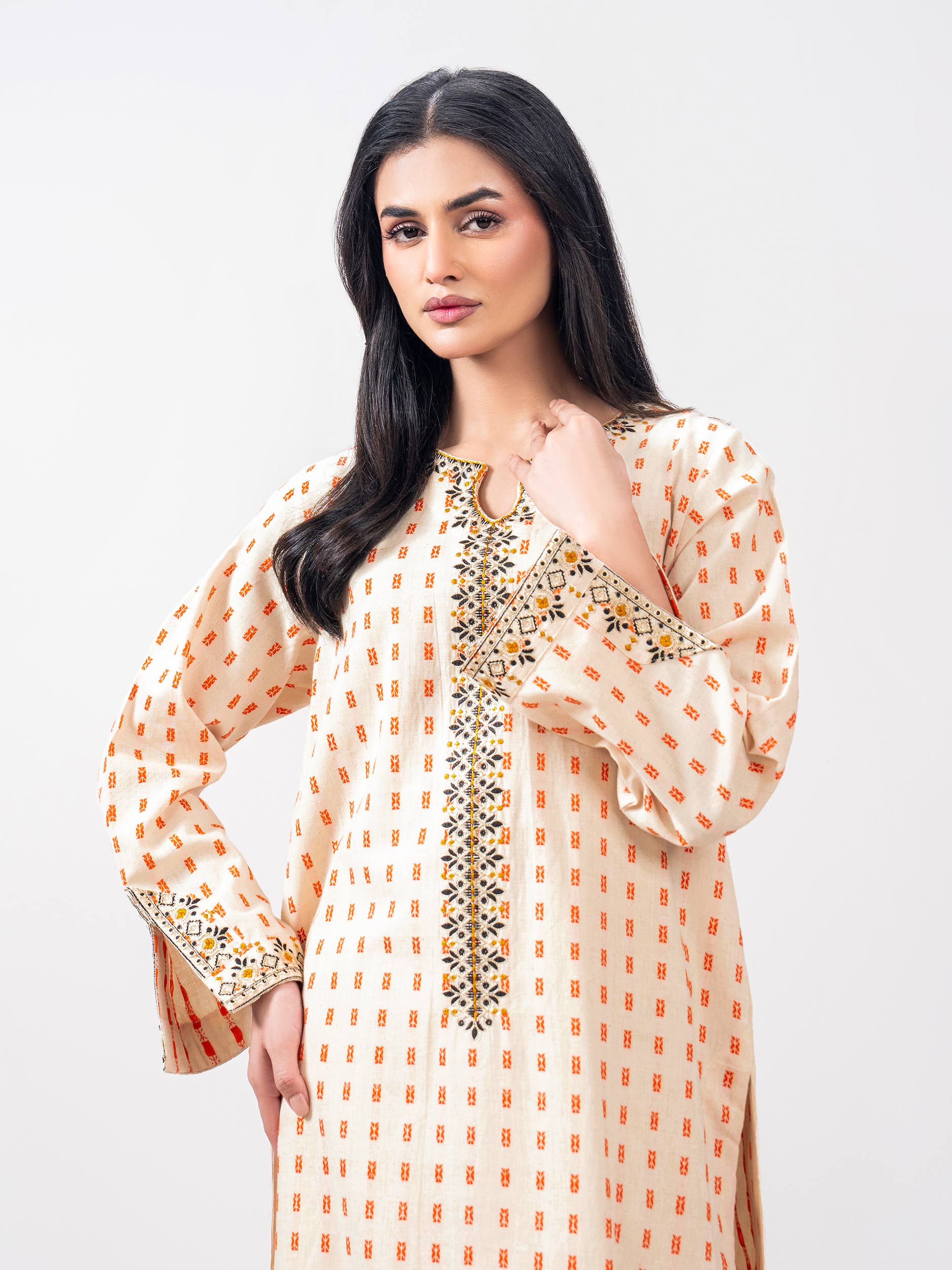 2 Piece Jacquard Suit- Embroidered (Pret)
