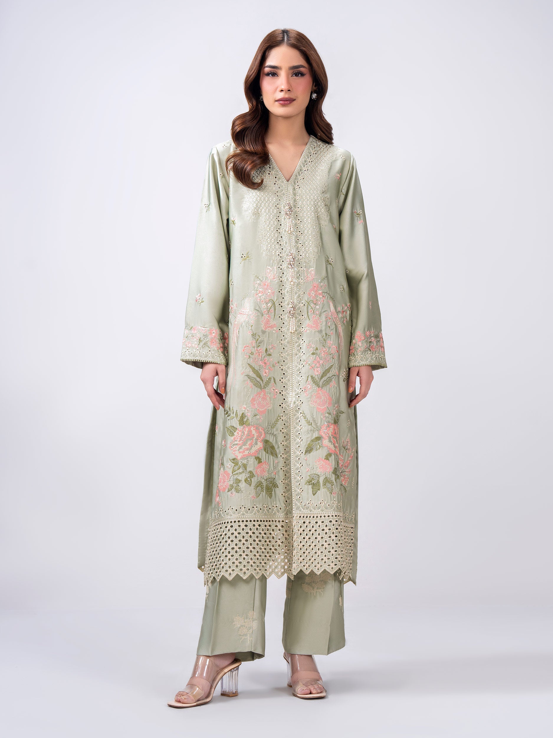 2 Piece Silk Suit- Embroidered (Pret)