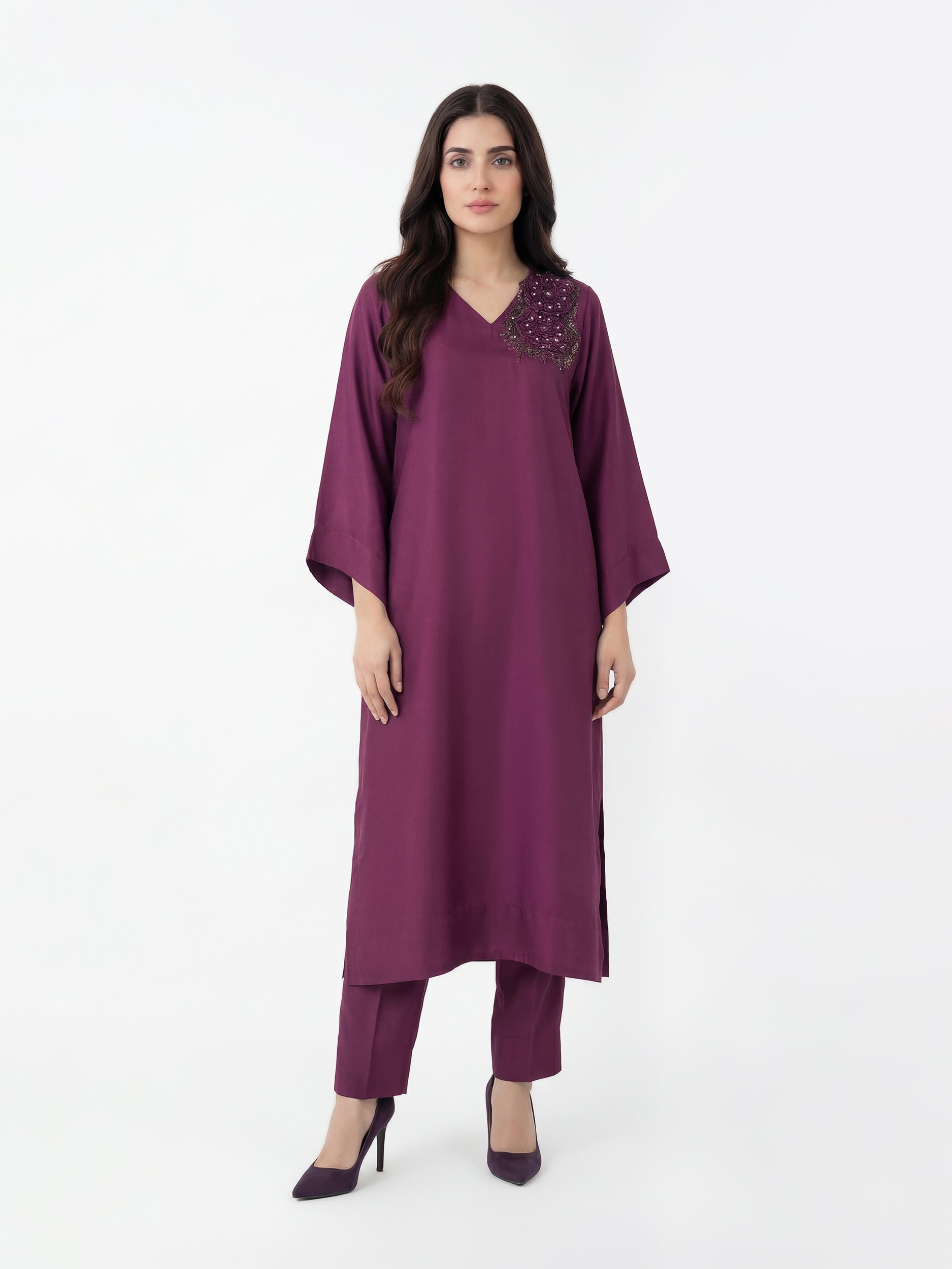 2 Piece Silk Suit- Embellished (Pret)