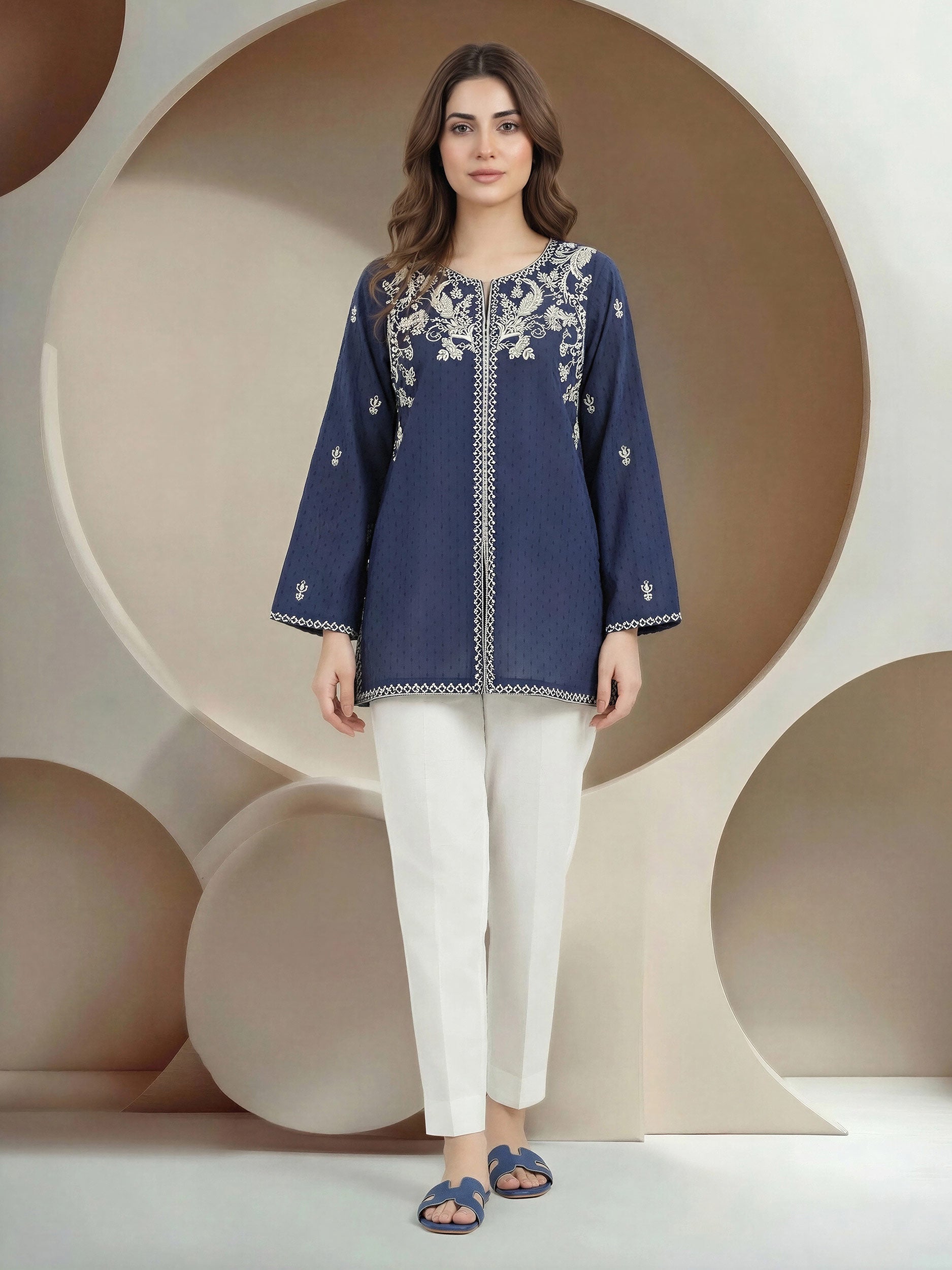 Lawn Texture Kurti- Embroidered (Pret)