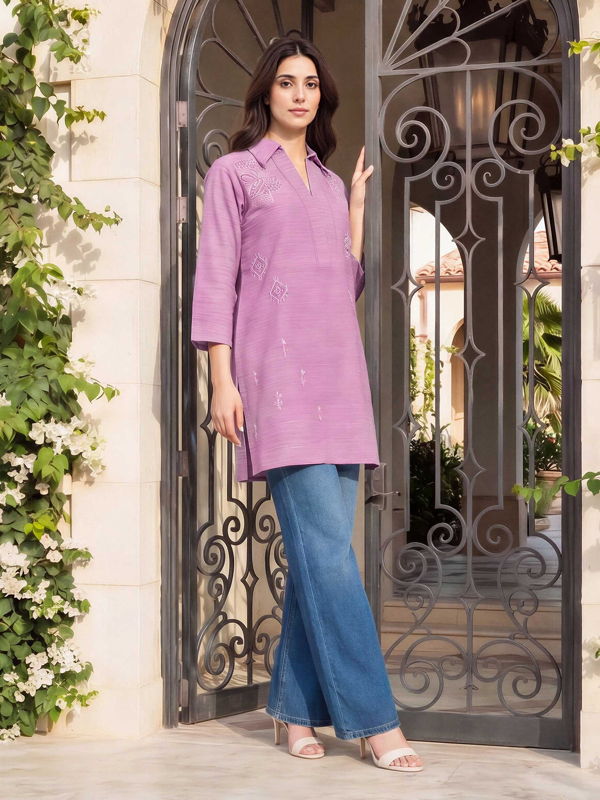 Yarn Dyed Kurti- Embroidered (Pret)