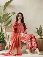 3 Piece Silk Suit- Embroidered (Pret)