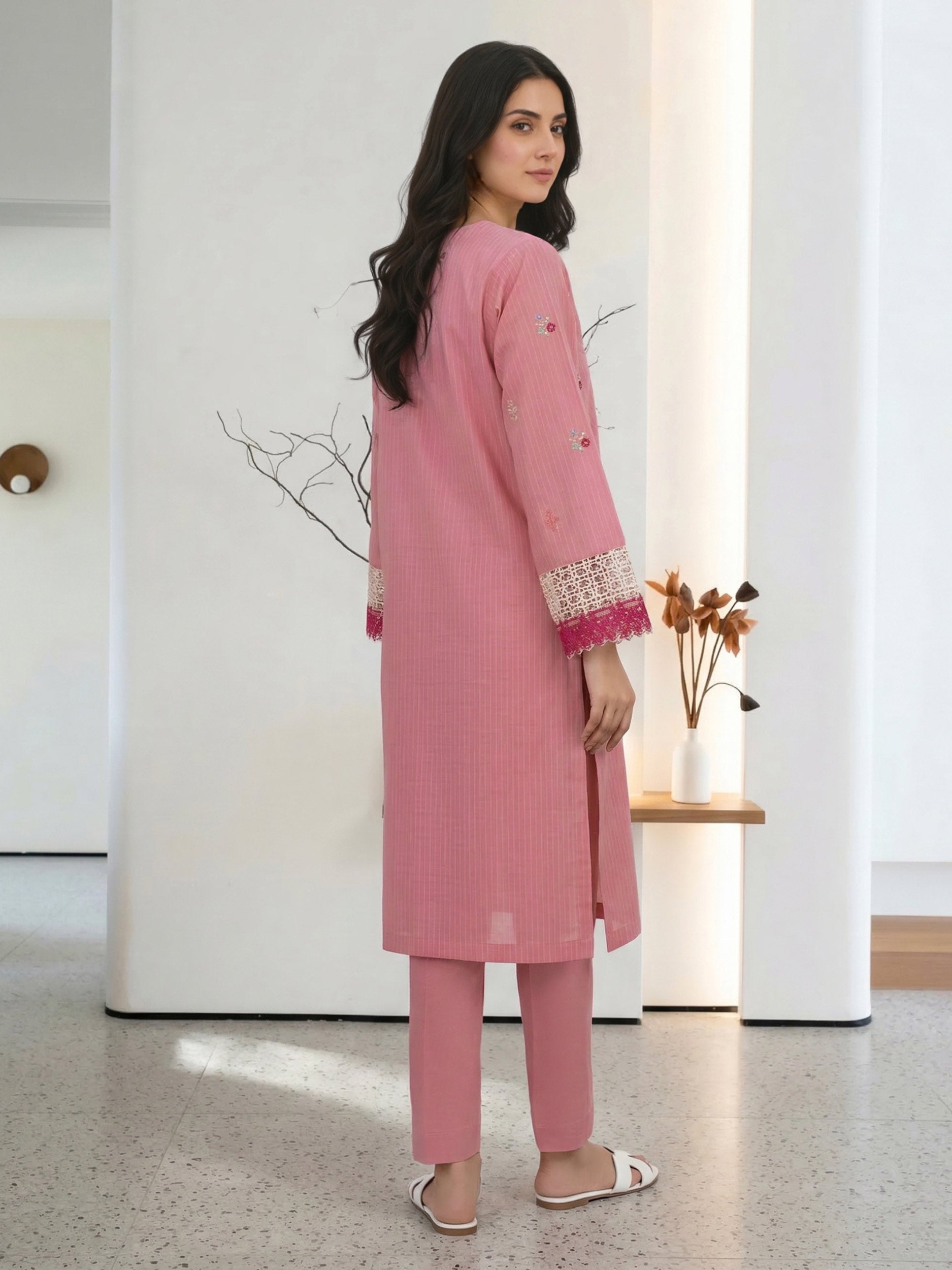 2 Piece Yarn Dyed Suit- Embroidered (Pret)
