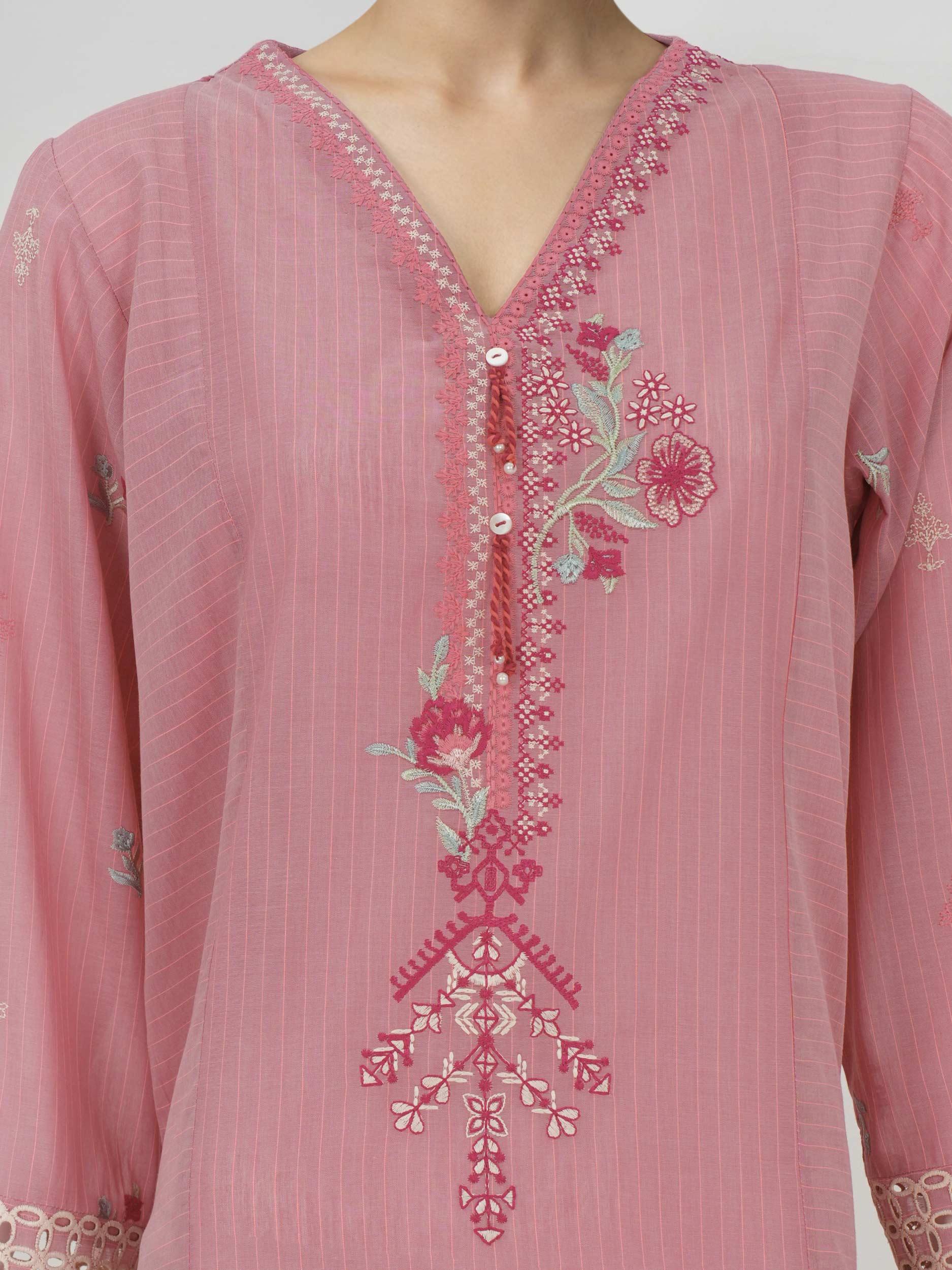 2 Piece Yarn Dyed Suit- Embroidered (Pret)