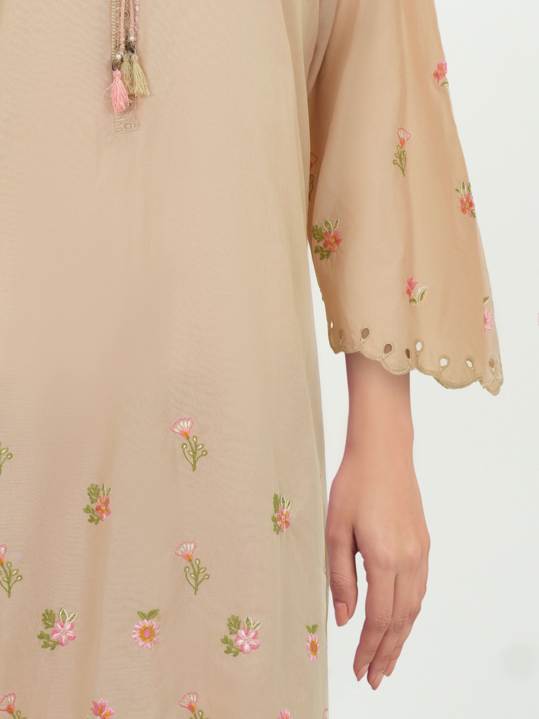 2 Piece Viscose Cotton Suit- Embroidered (Pret)