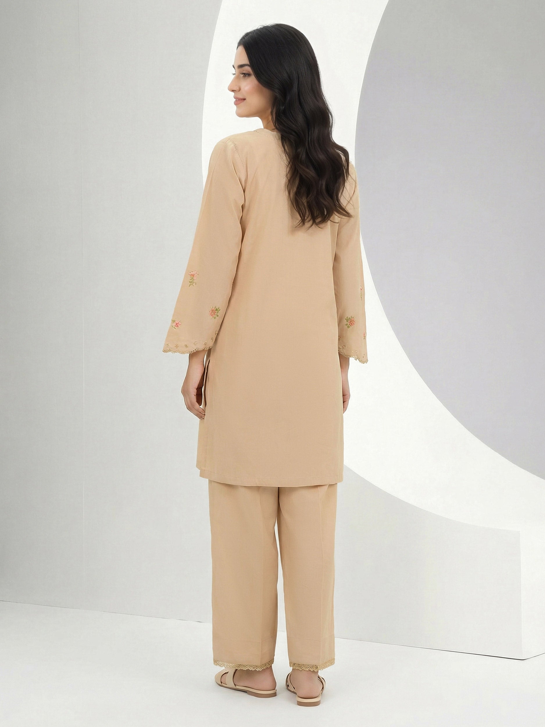 2 Piece Viscose Cotton Suit- Embroidered (Pret)