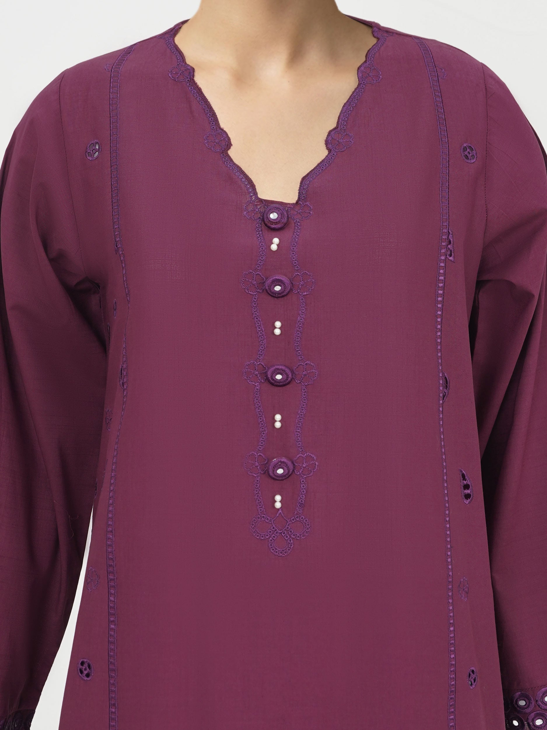 2 Piece  Lawn Slub Suit- Embroidered (Pret)