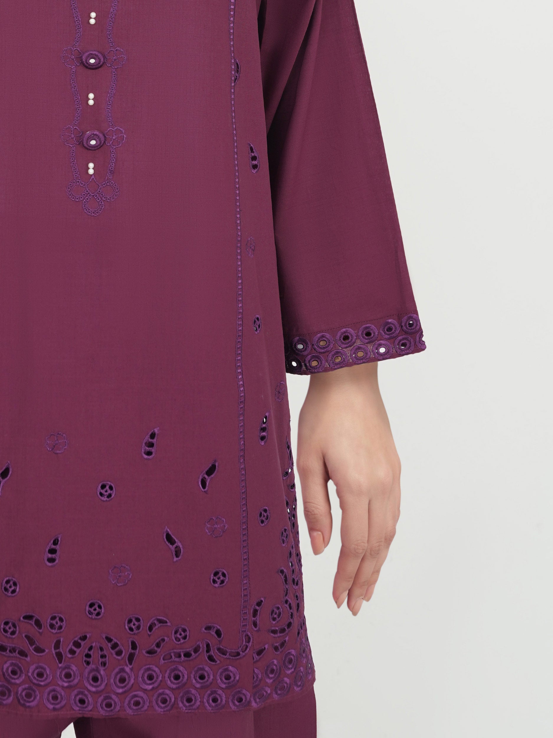 2 Piece  Lawn Slub Suit- Embroidered (Pret)