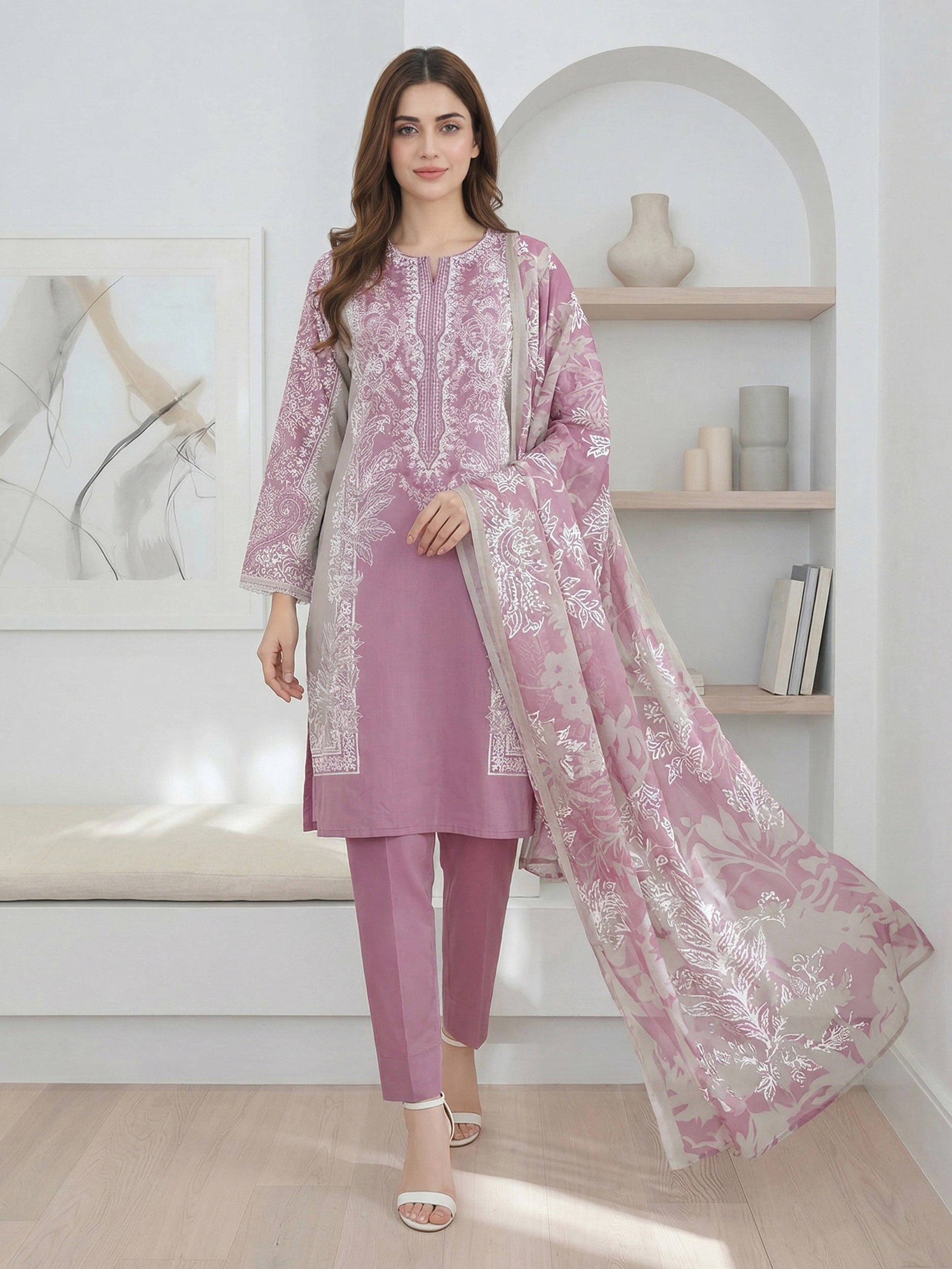 3 Piece Lawn Suit- Embroidered (Pret)