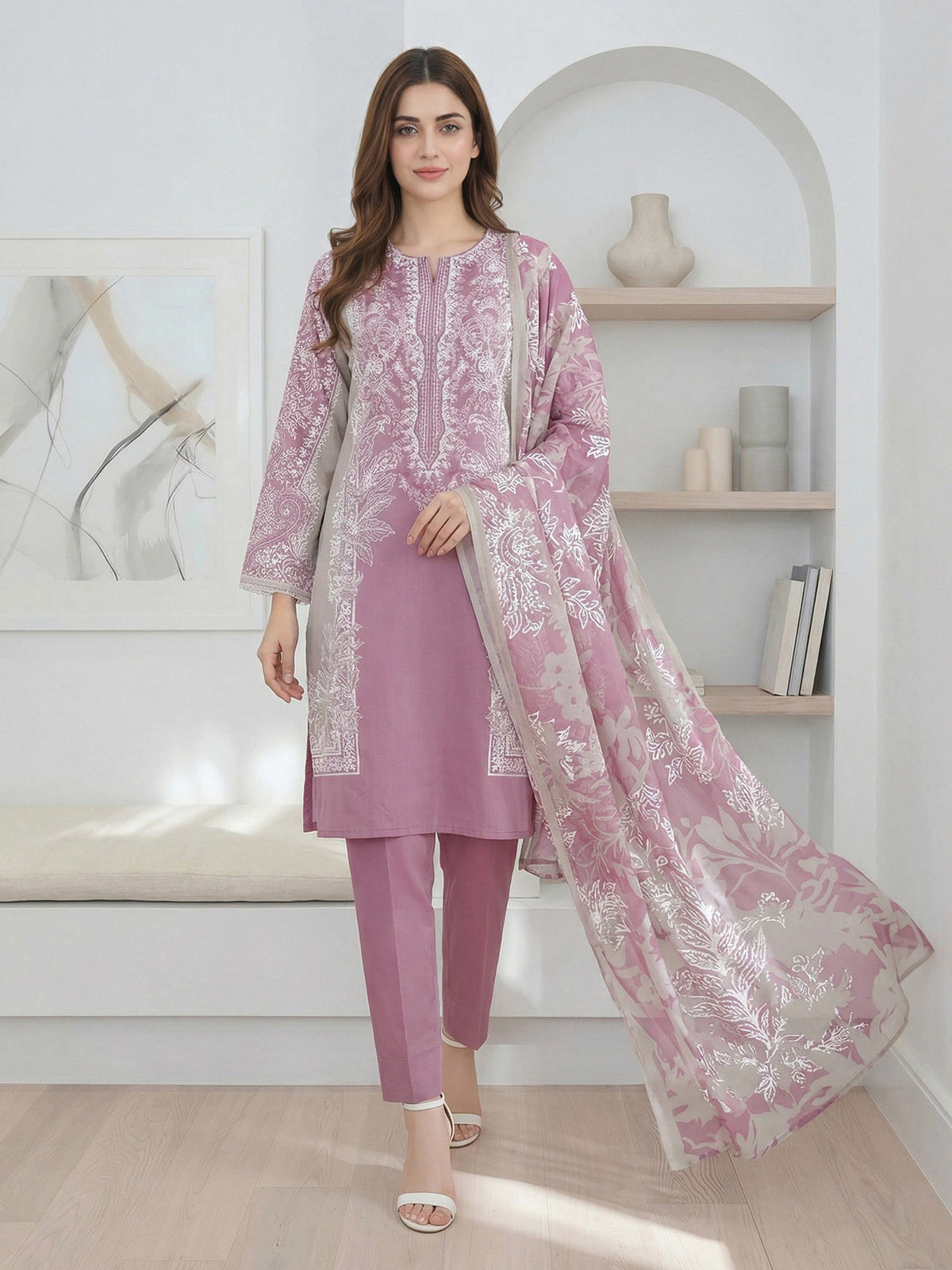 3 Piece Lawn Suit- Embroidered (Pret)