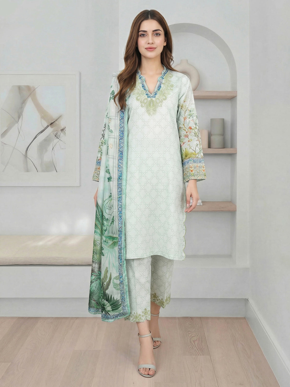 3 Piece Lawn Suit- Embroidered (Pret)