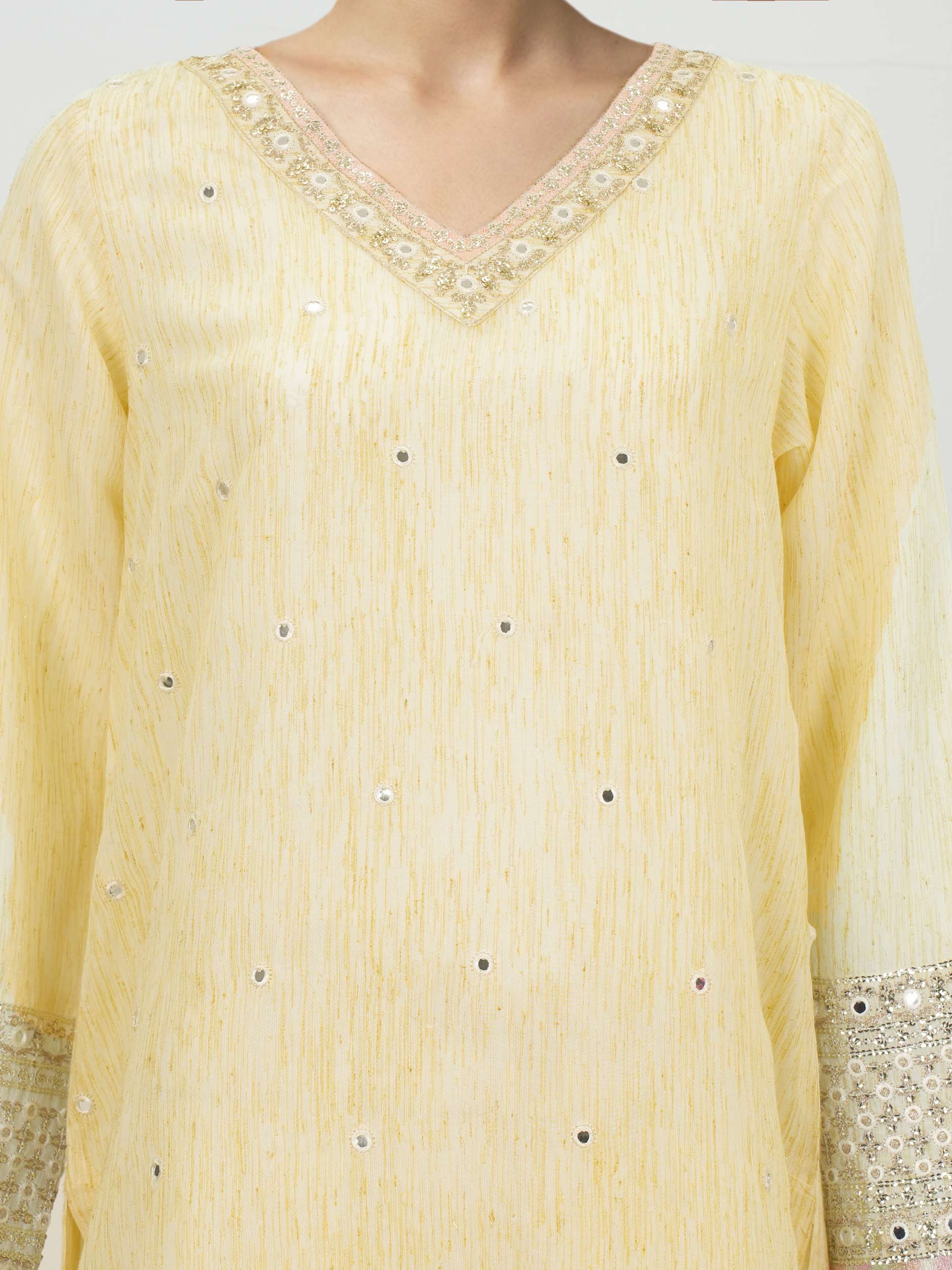 2 Piece Viscose Glitter Suit- Embroidered (Pret)