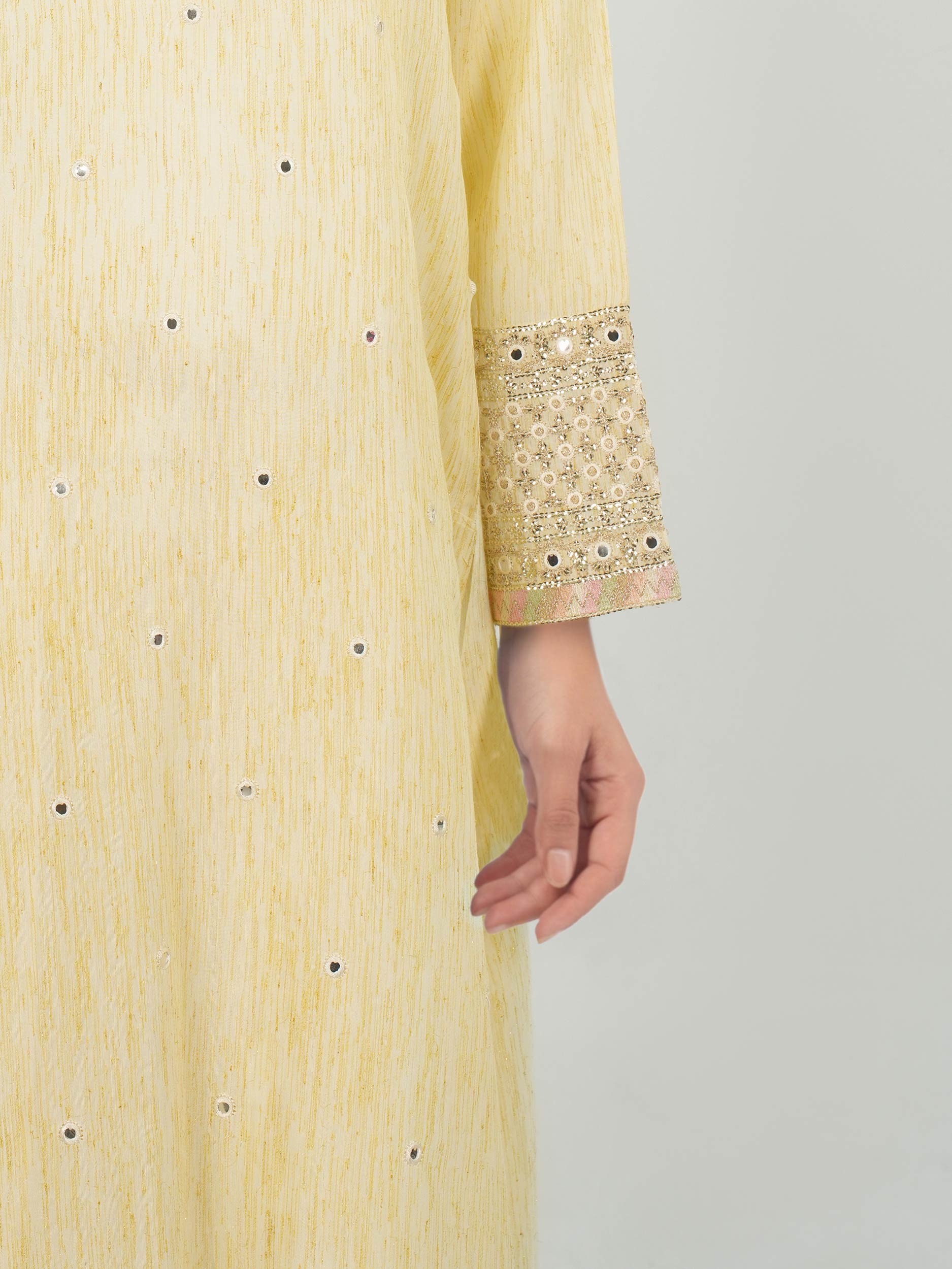 2 Piece Viscose Glitter Suit- Embroidered (Pret)