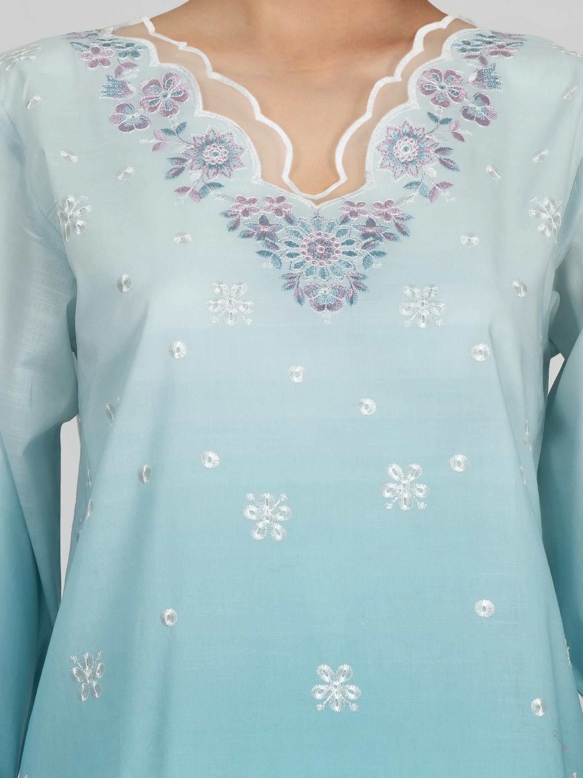 2 Piece Lawn Slub Suit- Embroidered (Pret)