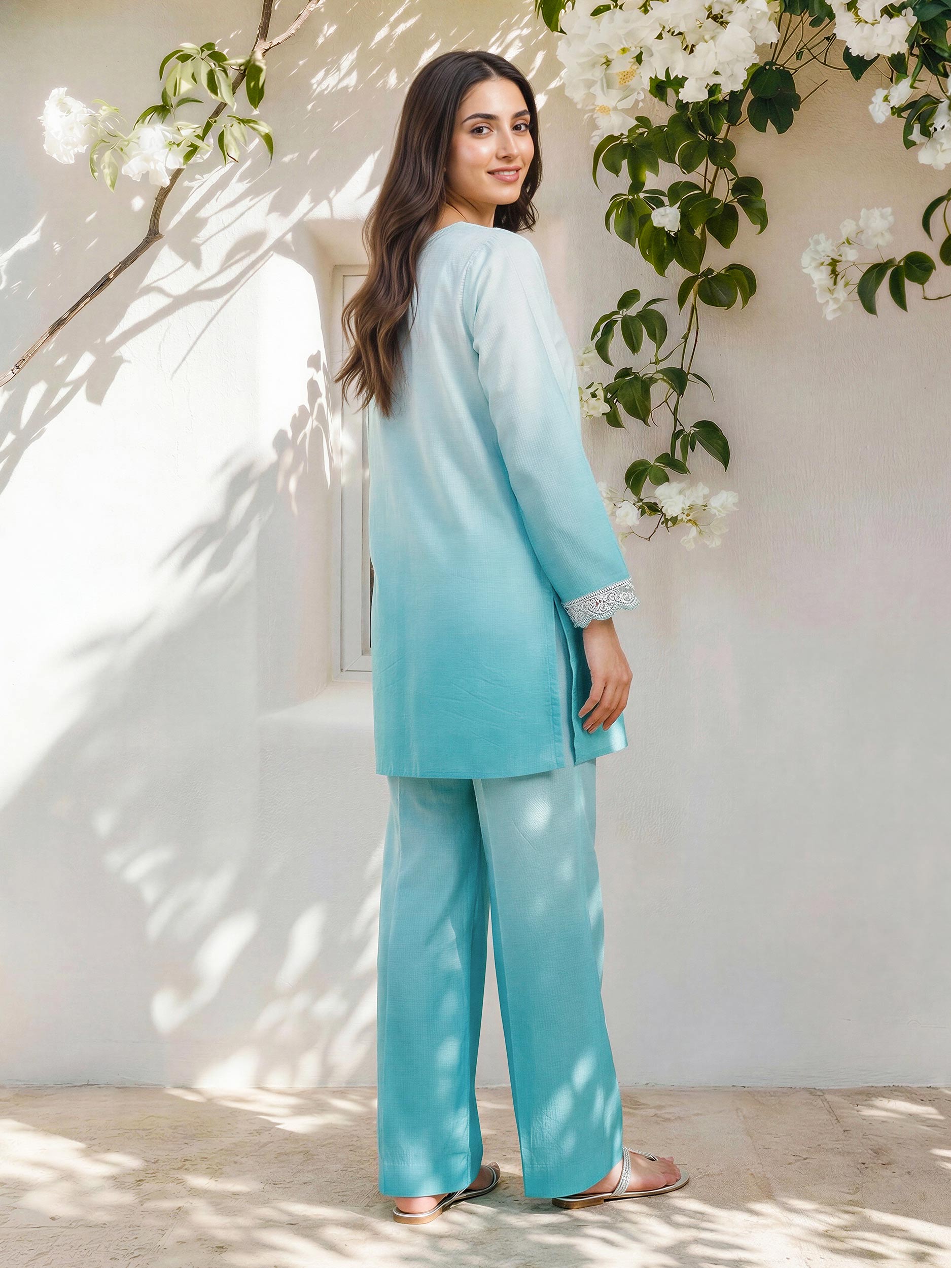 2 Piece Lawn Slub Suit- Embroidered (Pret)