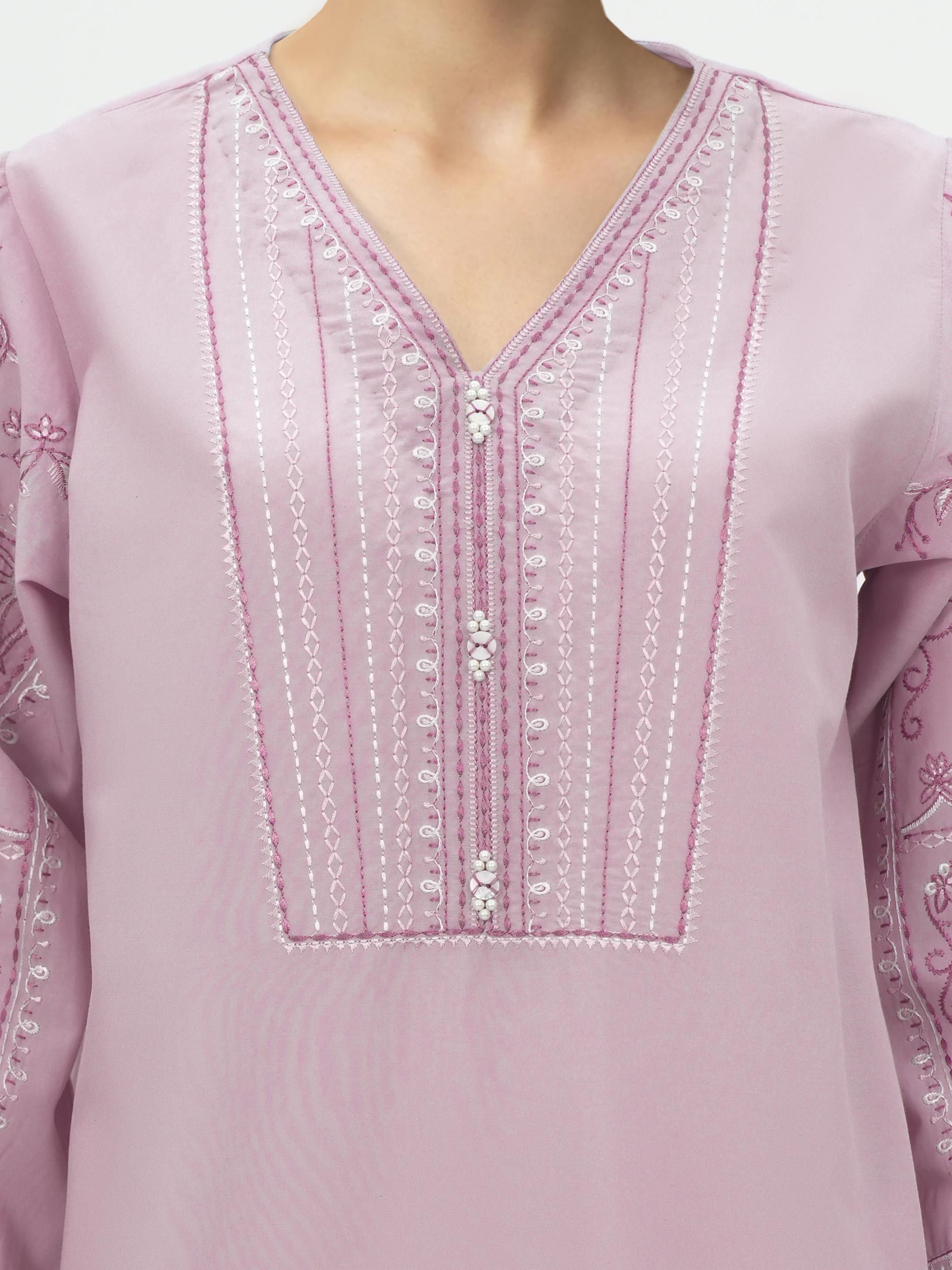 2 Piece Viscose Cotton Suit- Embroidered (Pret)