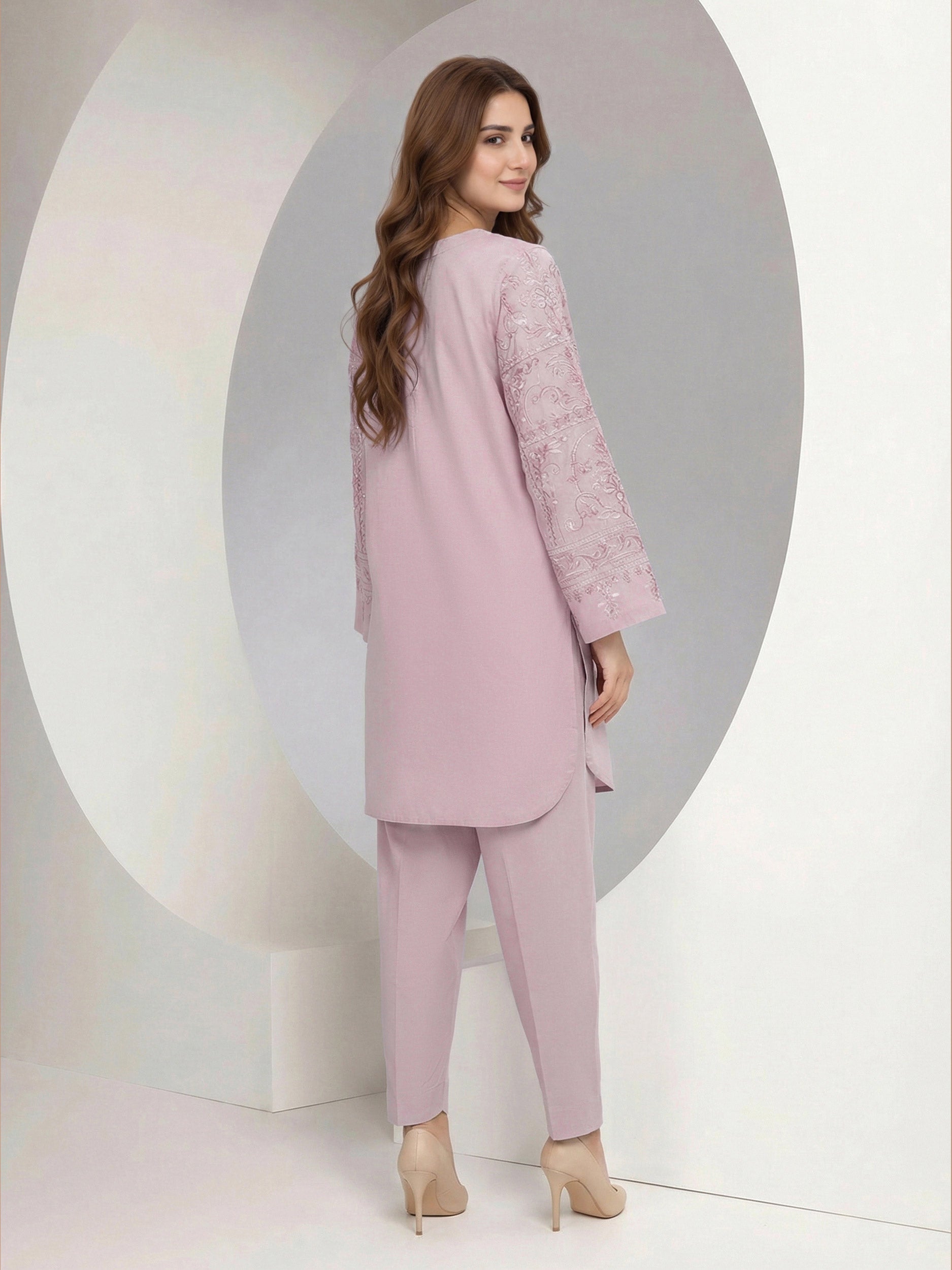 2 Piece Viscose Cotton Suit- Embroidered (Pret)
