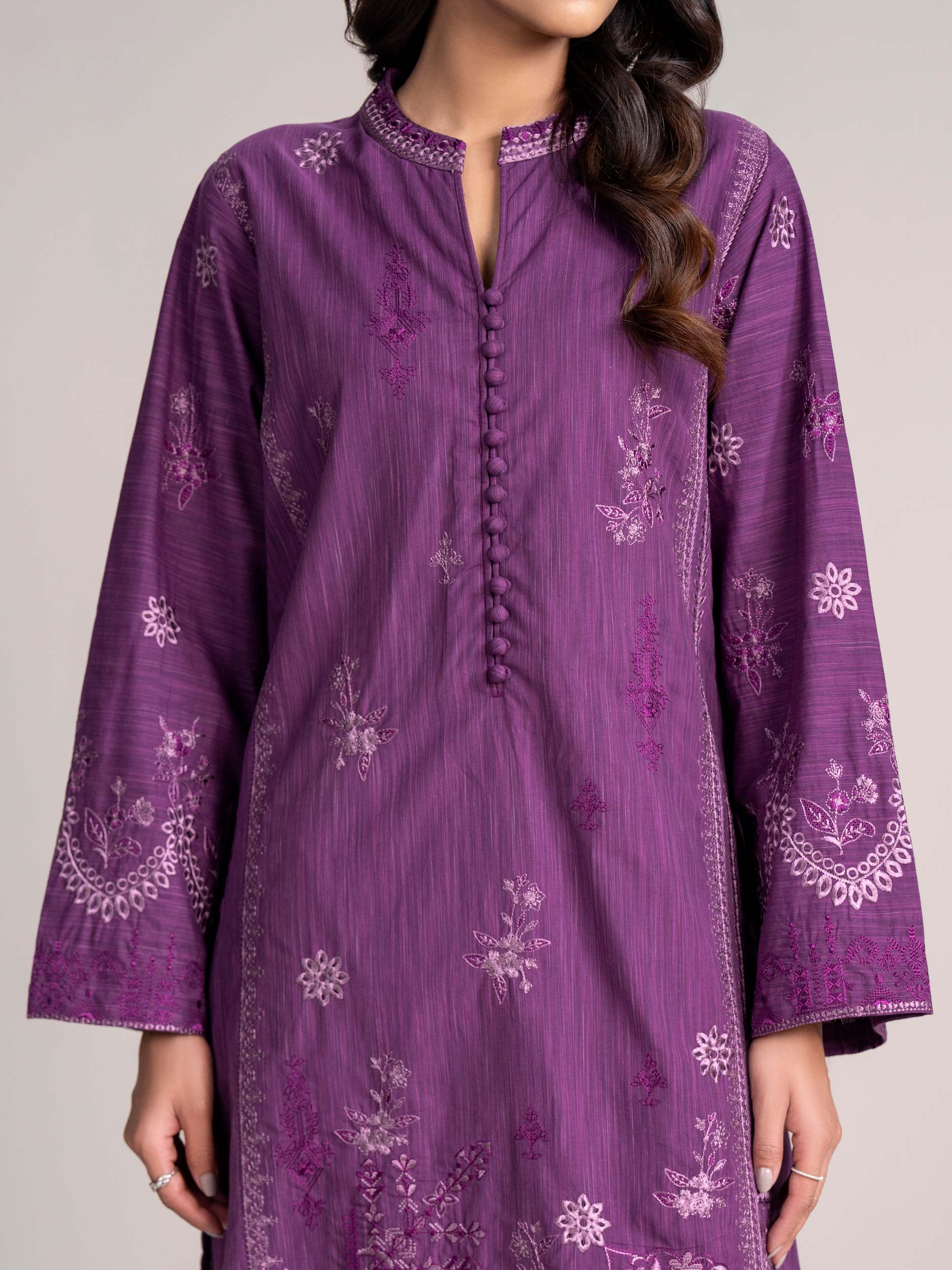 2 Piece Yarn Dyed Suit-Embroidered  (Pret)