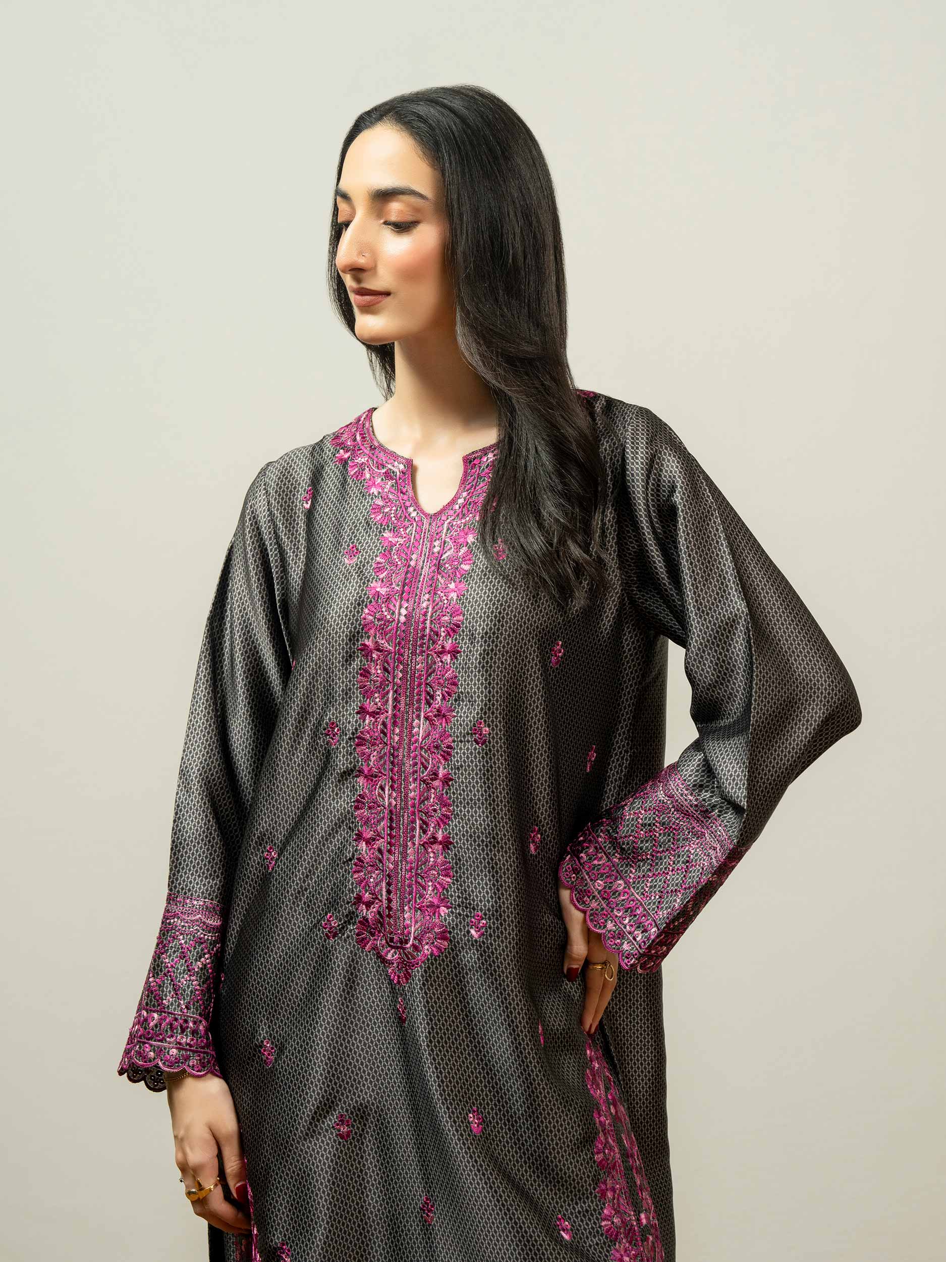 2 Piece Silk Suit-Embroidered (Pret)