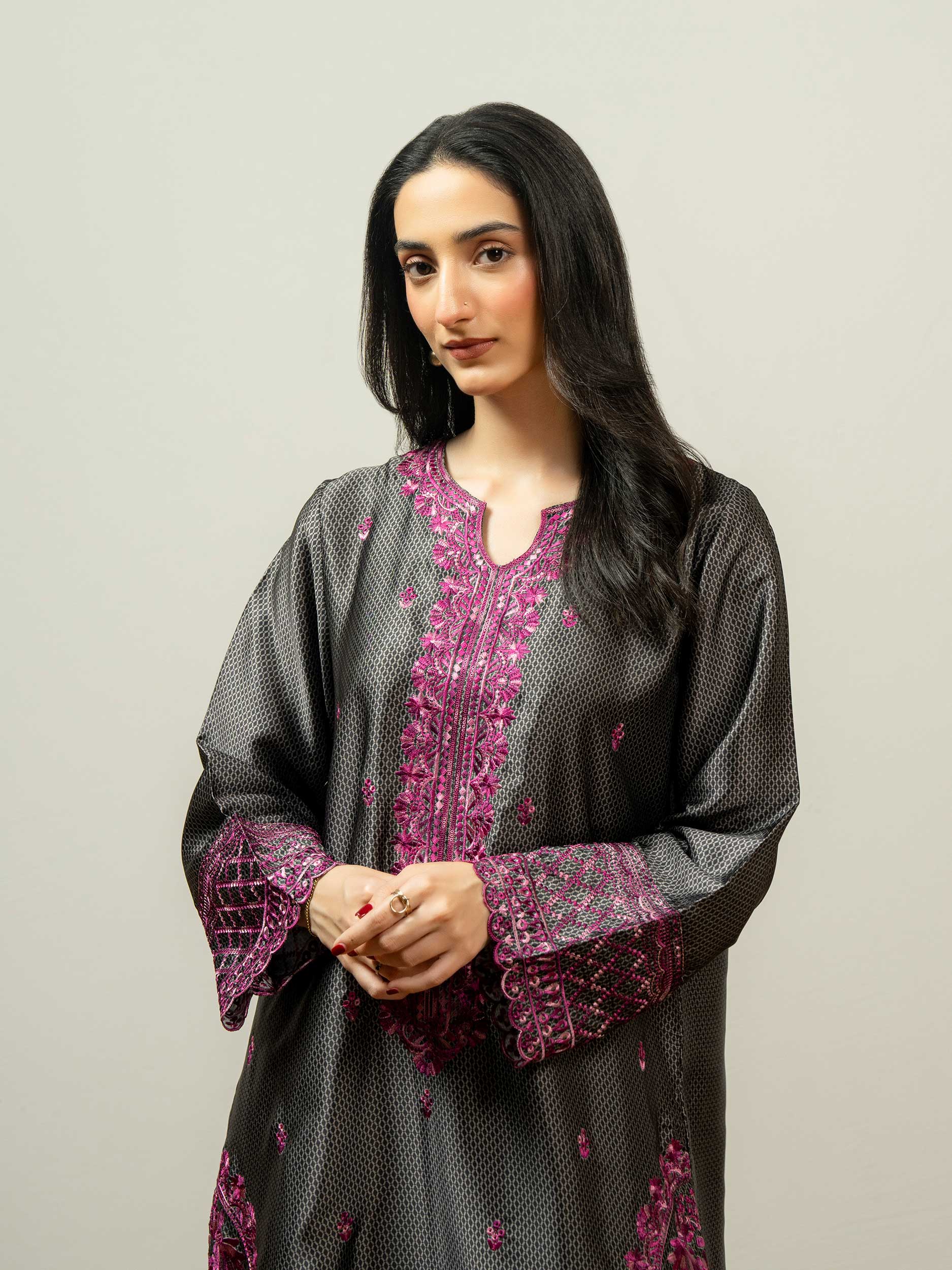 2 Piece Silk Suit-Embroidered (Pret)
