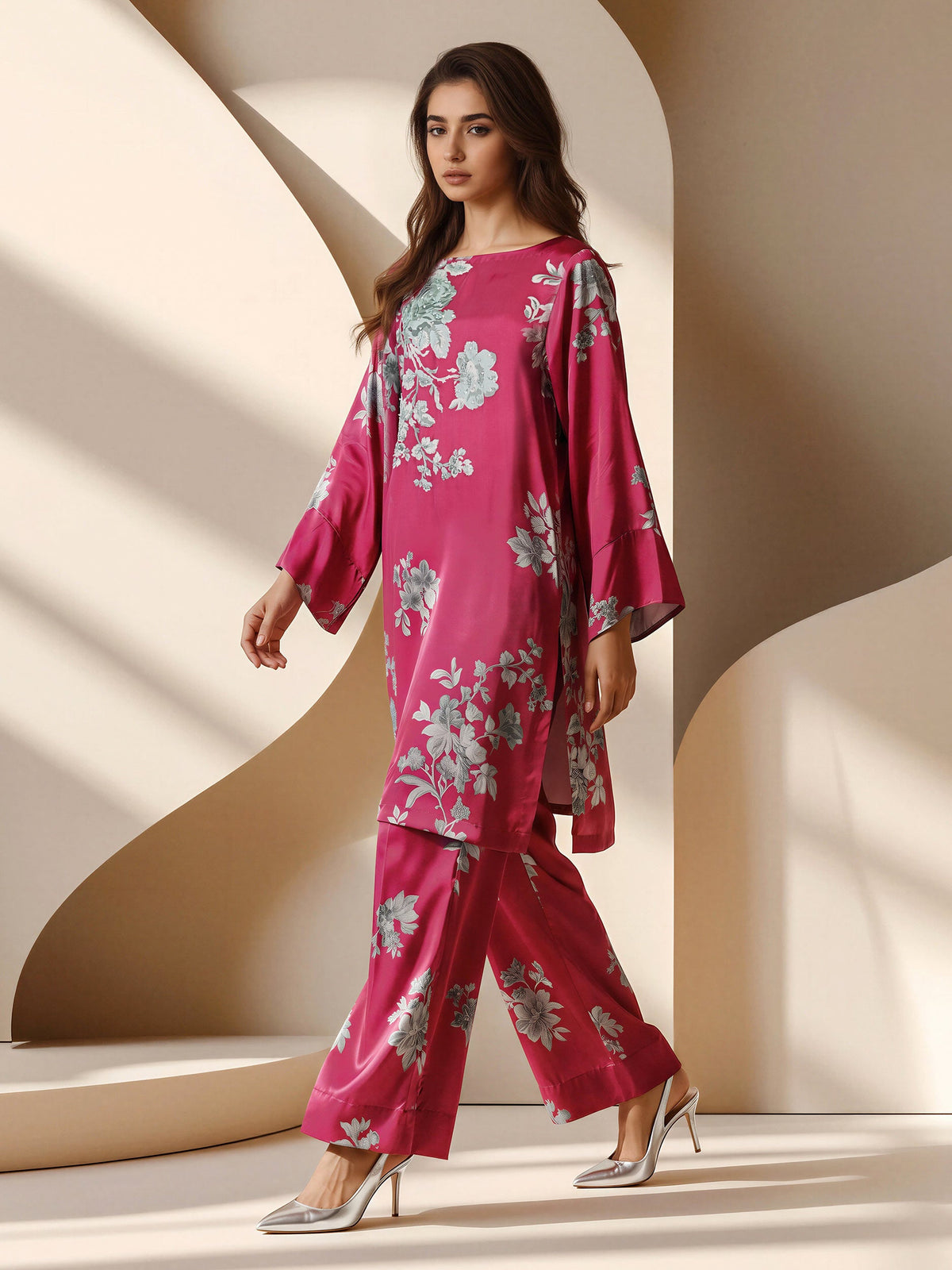 2 Piece Silk Suit- Embellished (Pret)