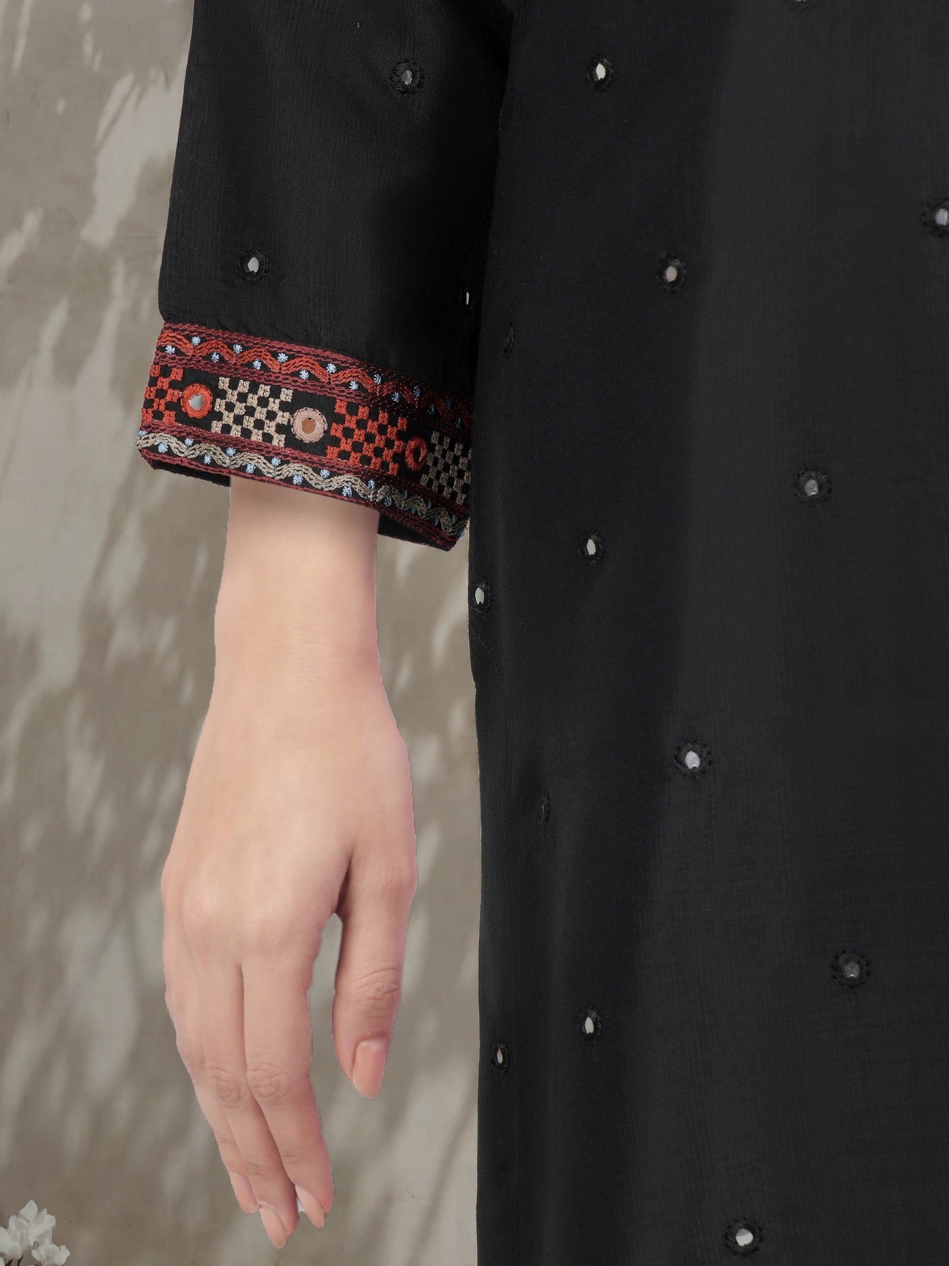 2 Piece Raw Silk Suit- Embroidered (Pret)