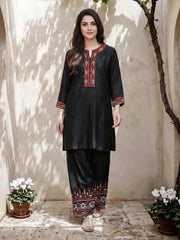 2 Piece Raw Silk Suit- Embroidered (Pret)
