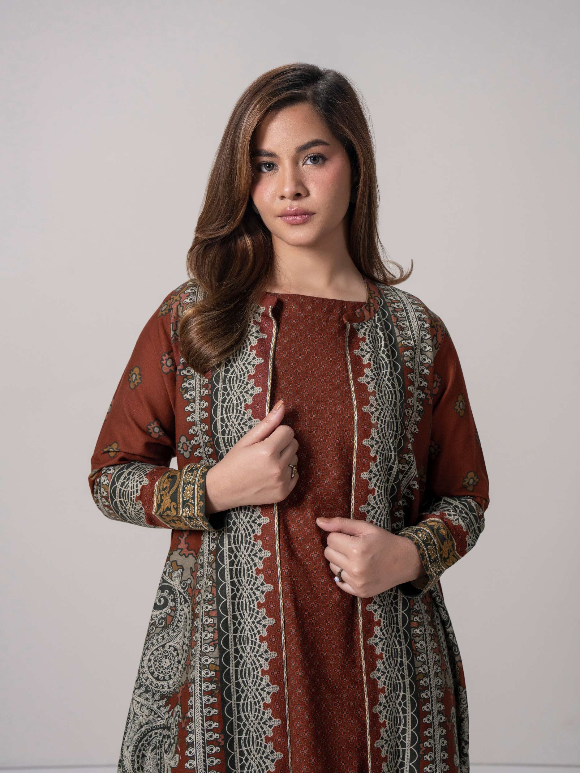 2 Piece Cardigan Khaddar Suit (Pret)