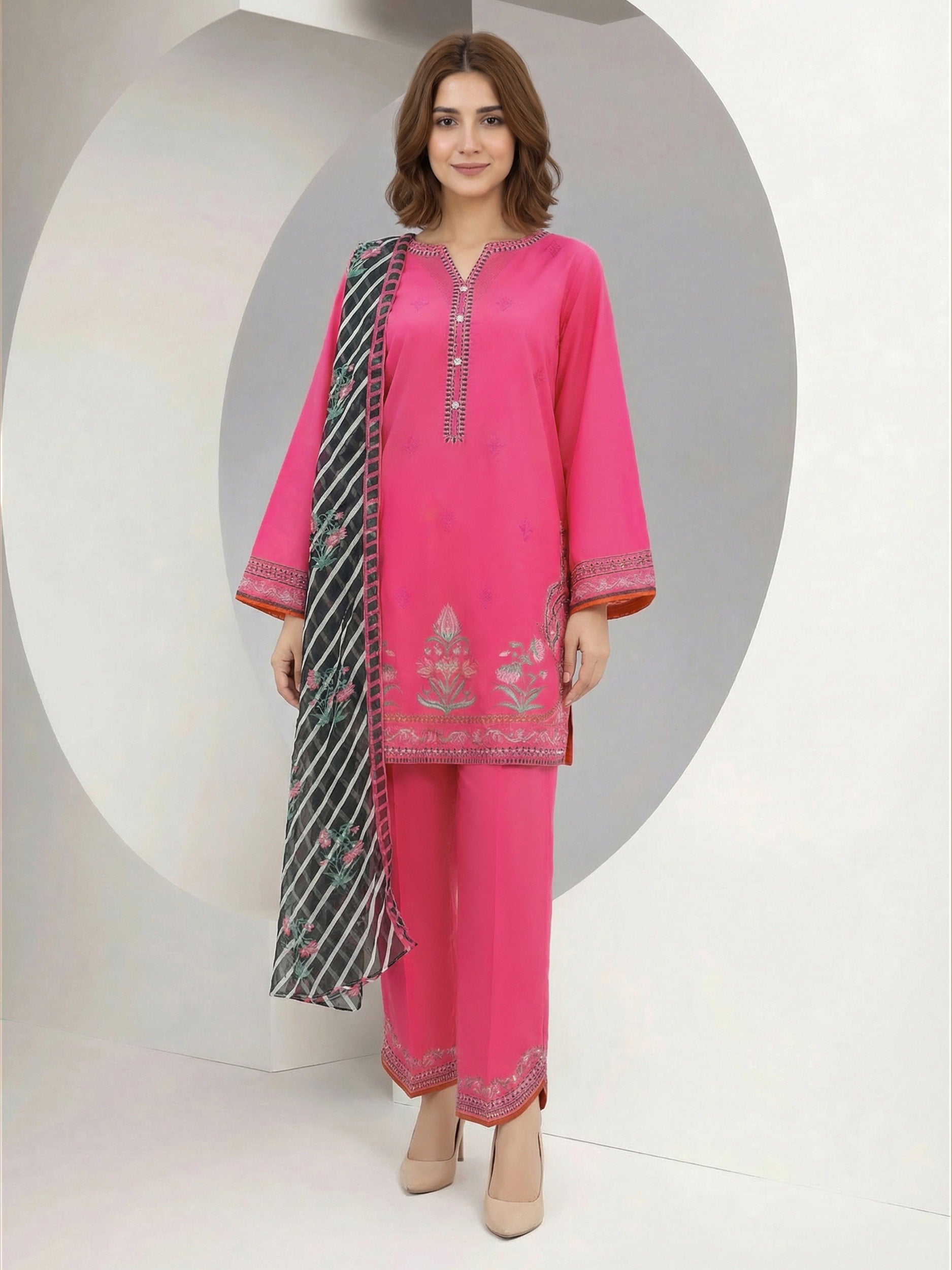 3 Piece Lawn Suit- Embroidered (Pret)