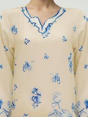 3-Piece Dobby Suit-Embroidered (Pret)
