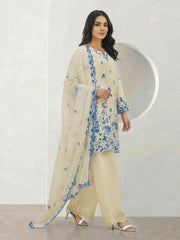 3-Piece Dobby Suit-Embroidered (Pret)