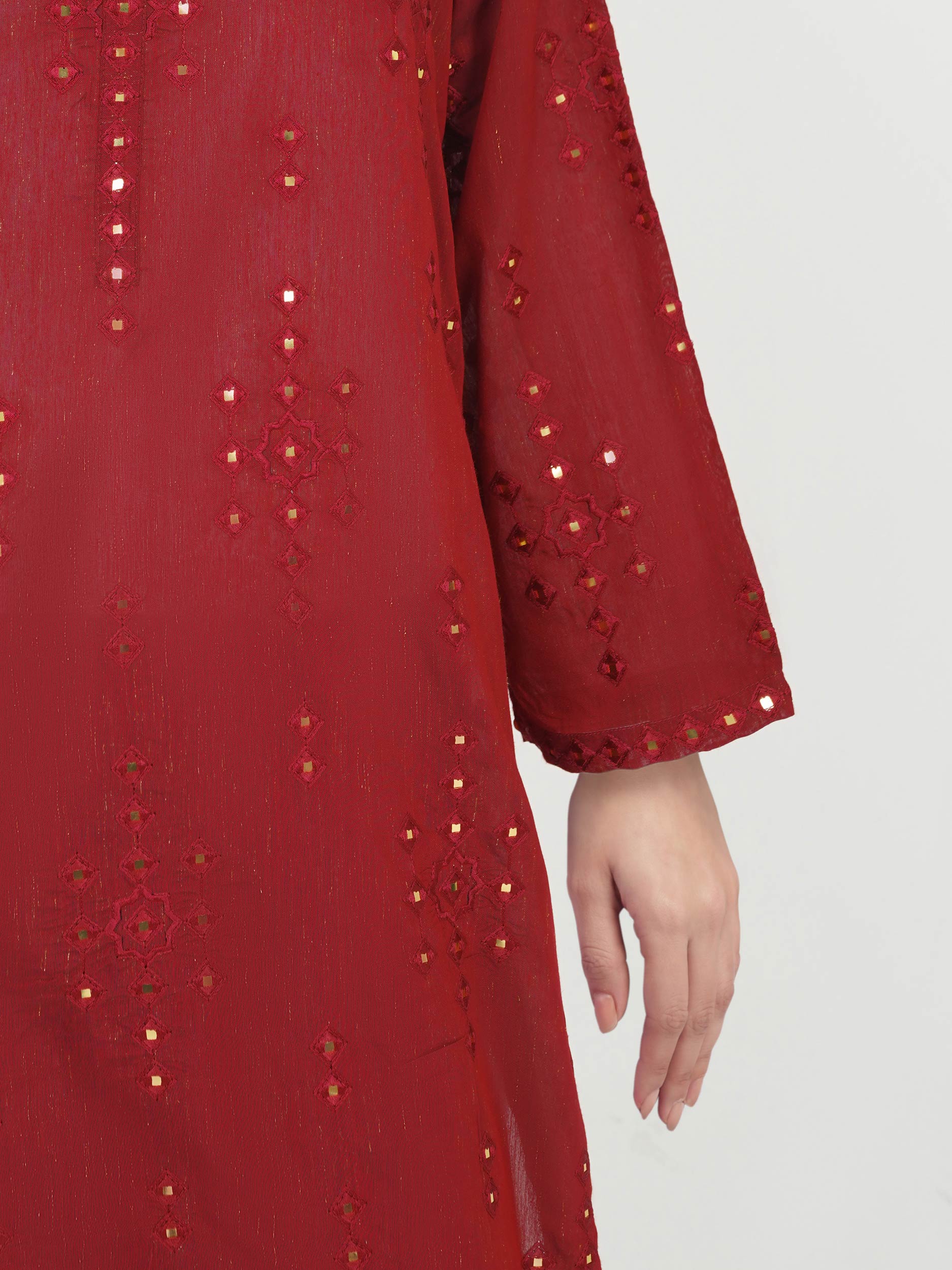 2 Piece Lawn Glitter Suit- Embroidered (Pret)