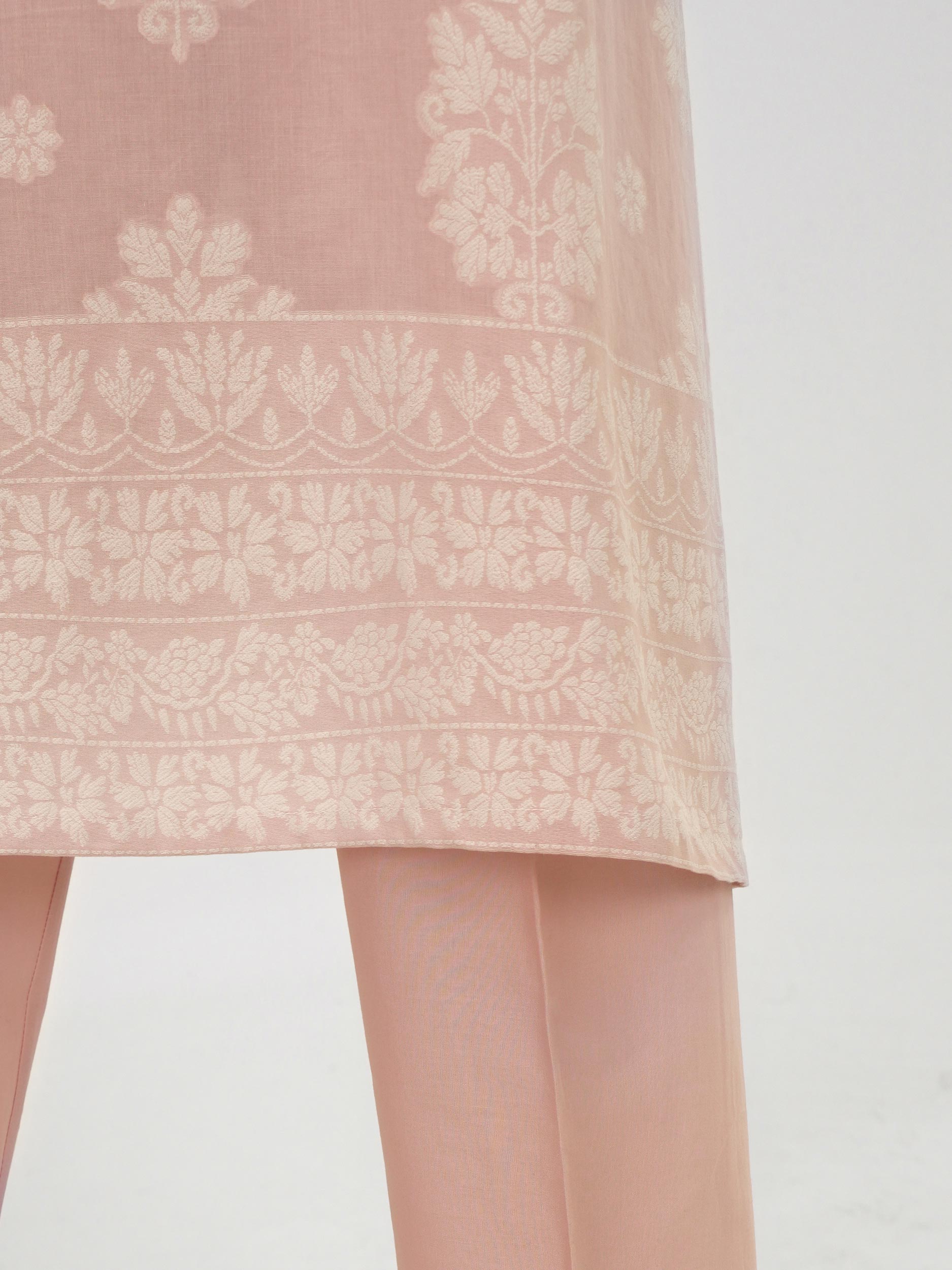 2 Piece Self Jacqurad Suit- Embroidered (Pret)