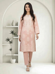 2 Piece Self Jacqurad Suit- Embroidered (Pret)