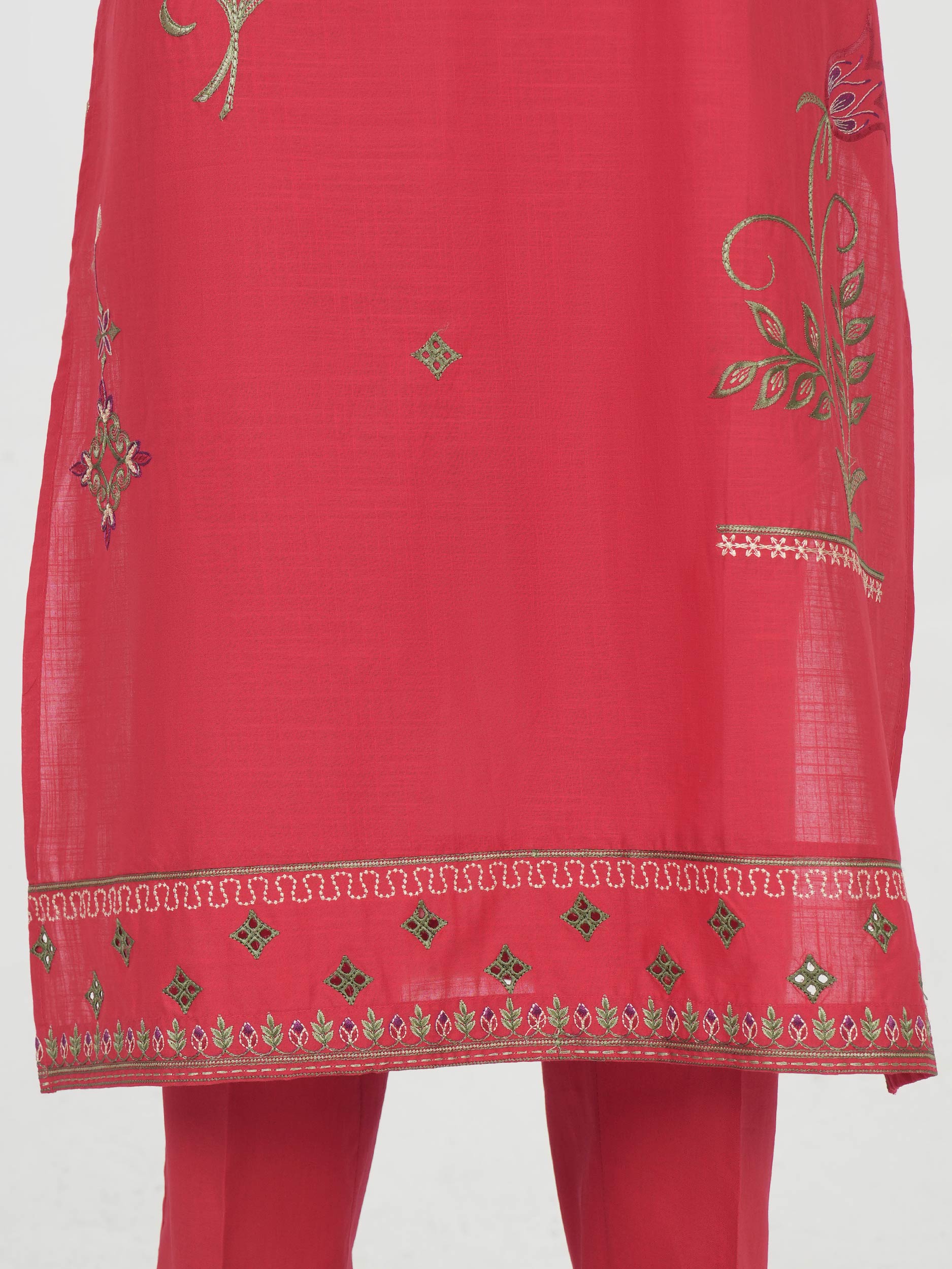 2 Piece Lawn Slub Suit- Embroidered (Pret)