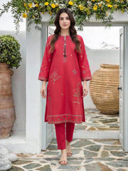 2 Piece Lawn Slub Suit- Embroidered (Pret)